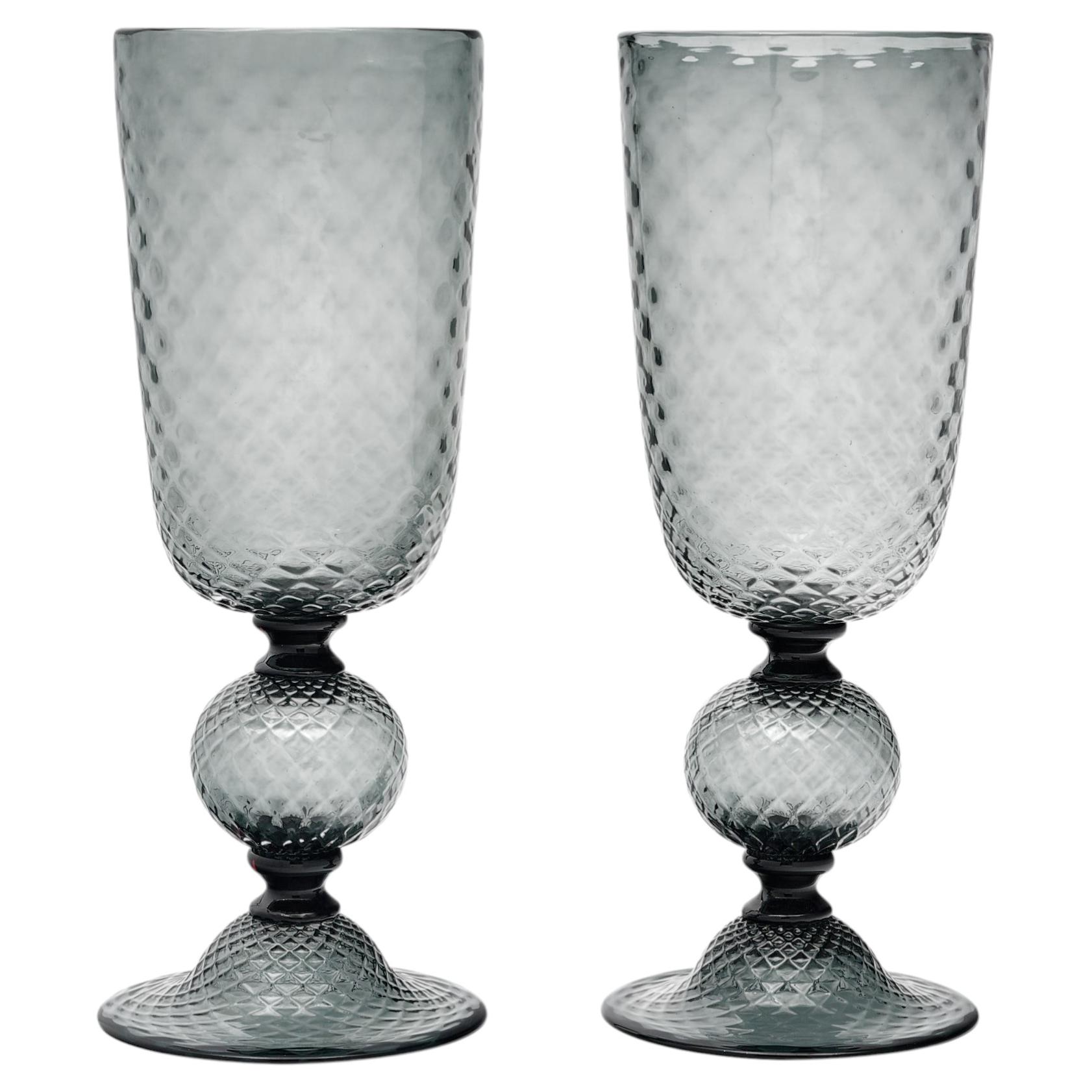 Murano Glass Baloton Urns by Alberto Donà, Charcoal Gray, Italy, 2020