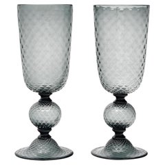 Murano Glass Baloton Urns by Alberto Donà, Charcoal Gray, Italy, 2020