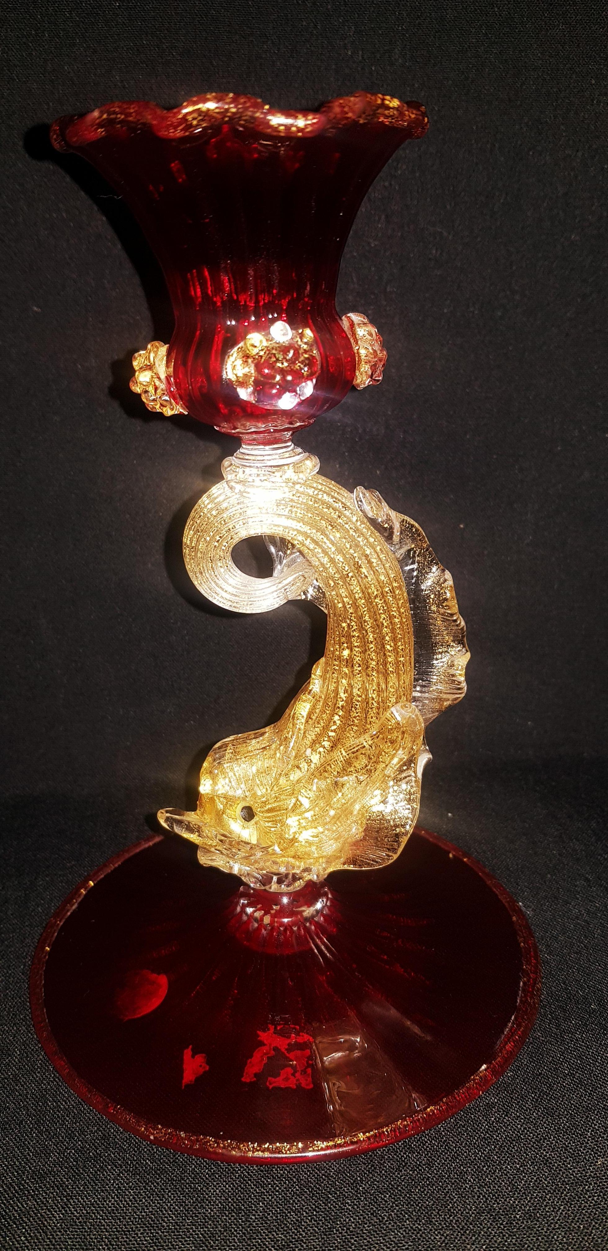Hand-Crafted Murano Glass Barovier and Toso Set with Gold Leaf For Sale