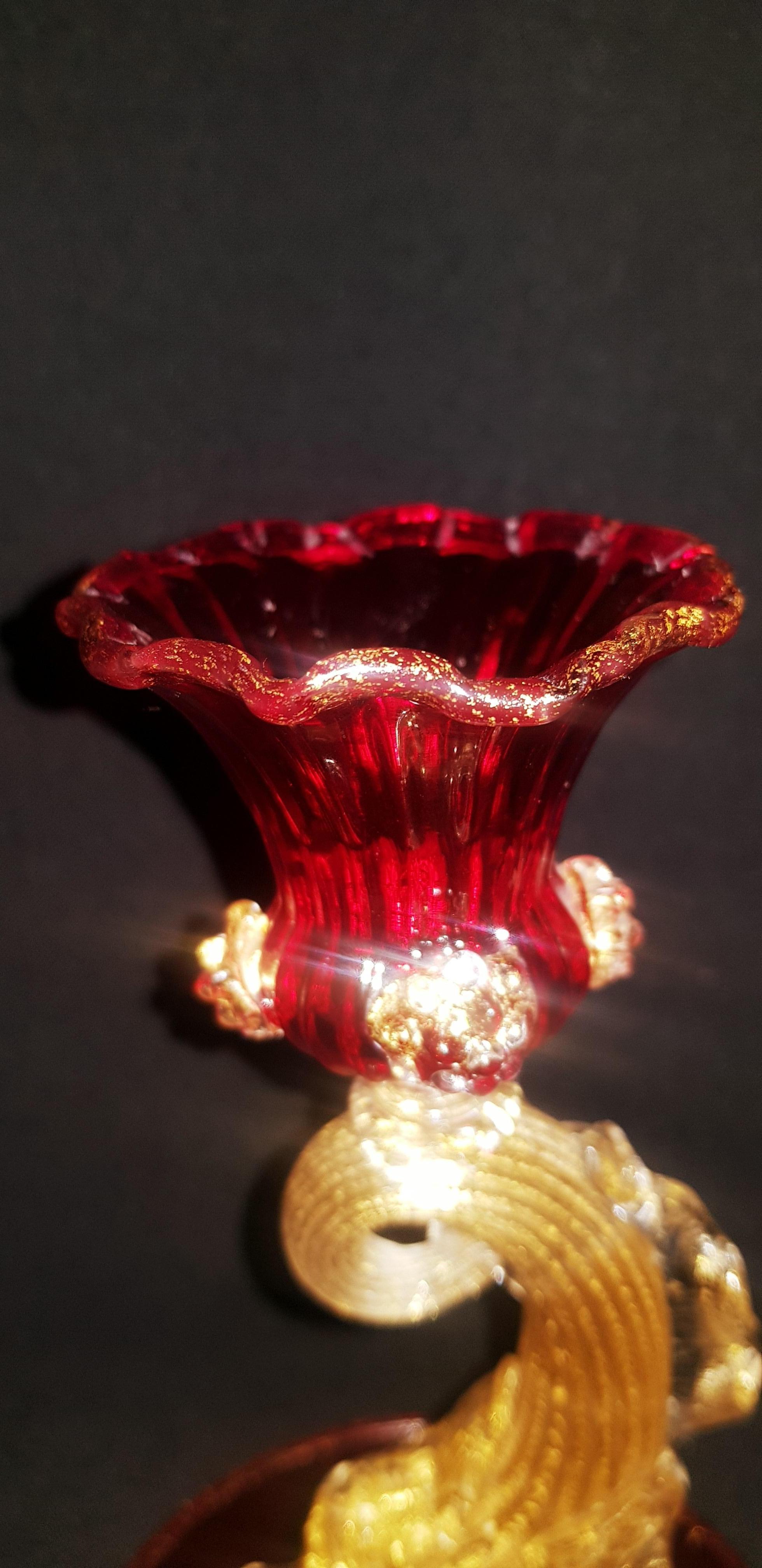 Murano Glass Barovier and Toso Set with Gold Leaf In Excellent Condition For Sale In Grantham, GB