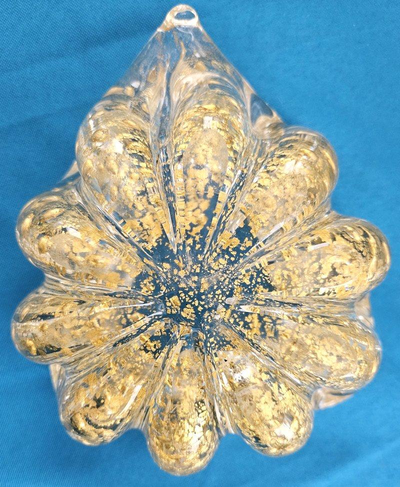 Murano Glass Rigaree Bullicante Bowl with Gold Polveri - Barovier & Toso For Sale 5
