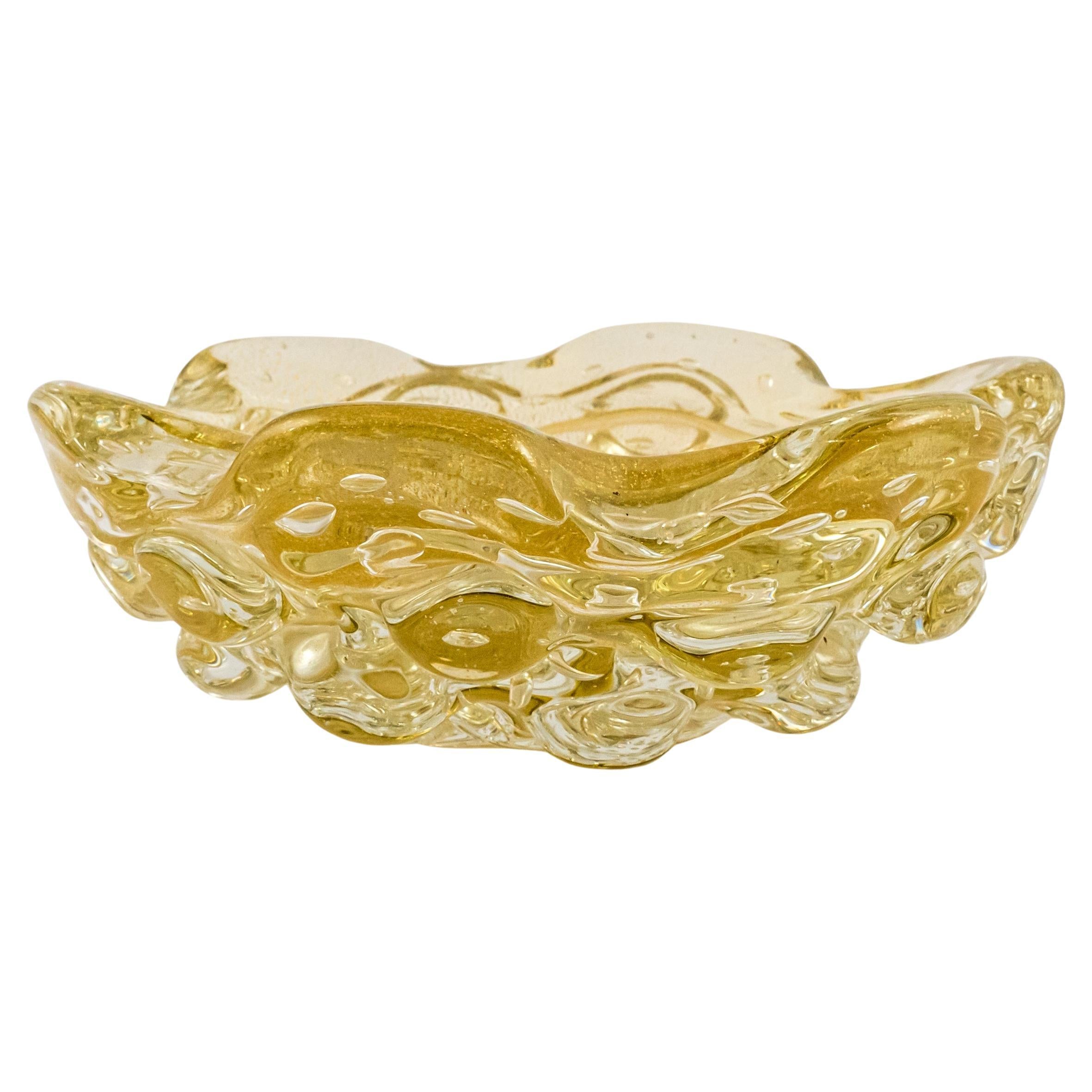 Murano Glass Barovier & Toso Gold Polveri & Bullicante Centerpiece Bowl