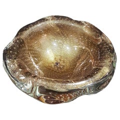 Murano Glass Archimede SEGUSO Gold Polveri & Bullicante Sculptural/A Bugne Bowl