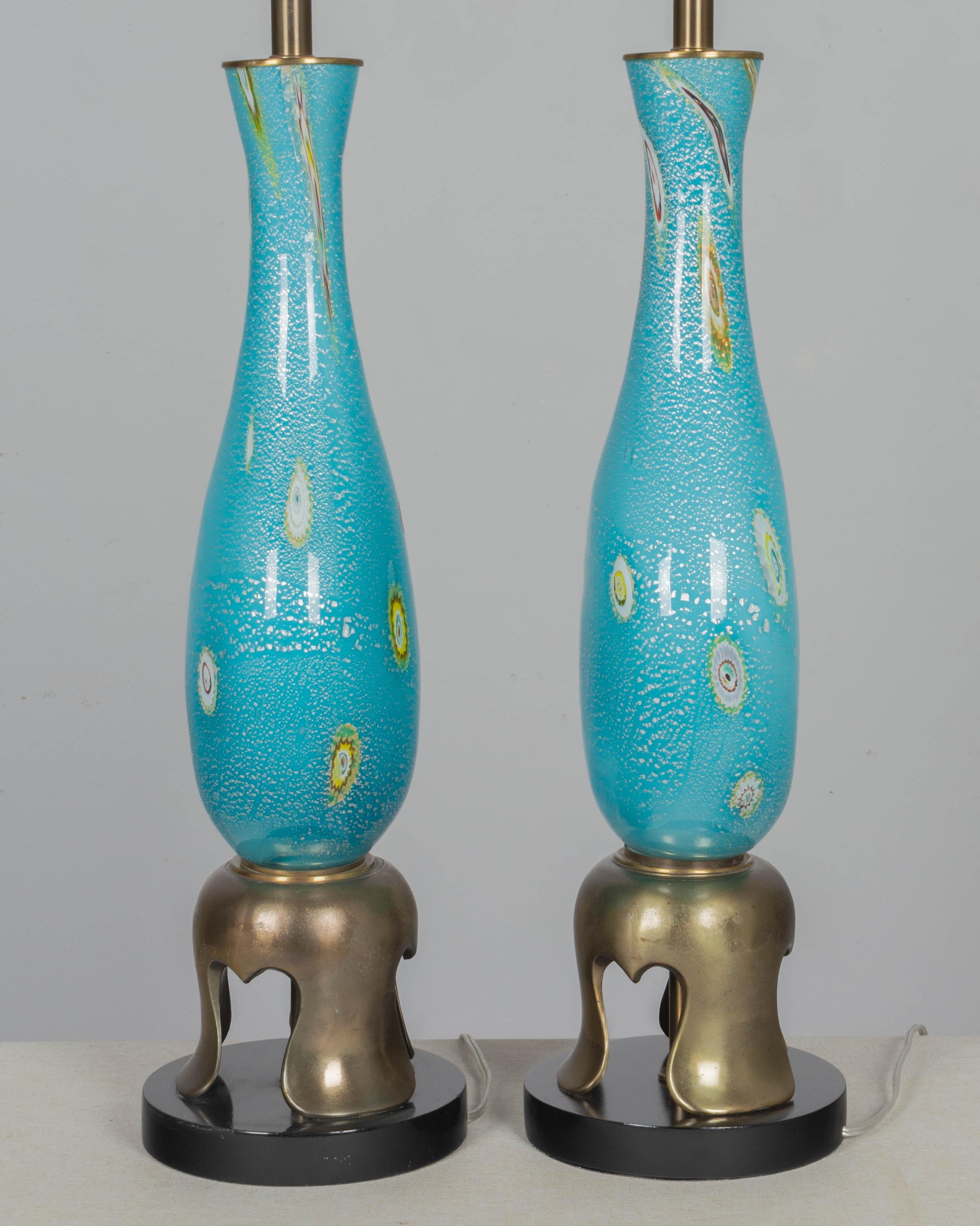 Murano Glass Barovier & Toso Lamp Pair For Sale 2