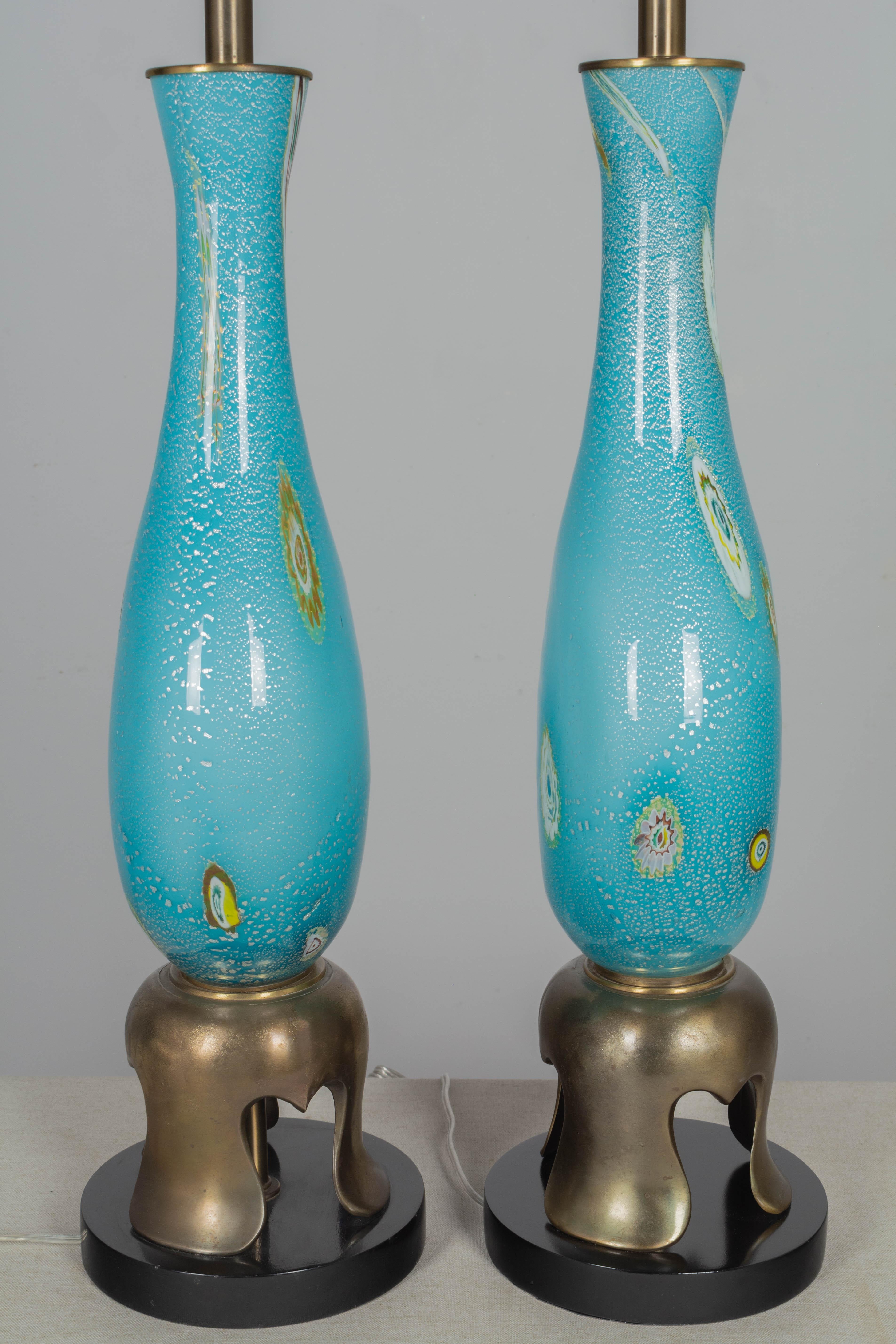 Murano Glass Barovier & Toso Lamp Pair For Sale 3