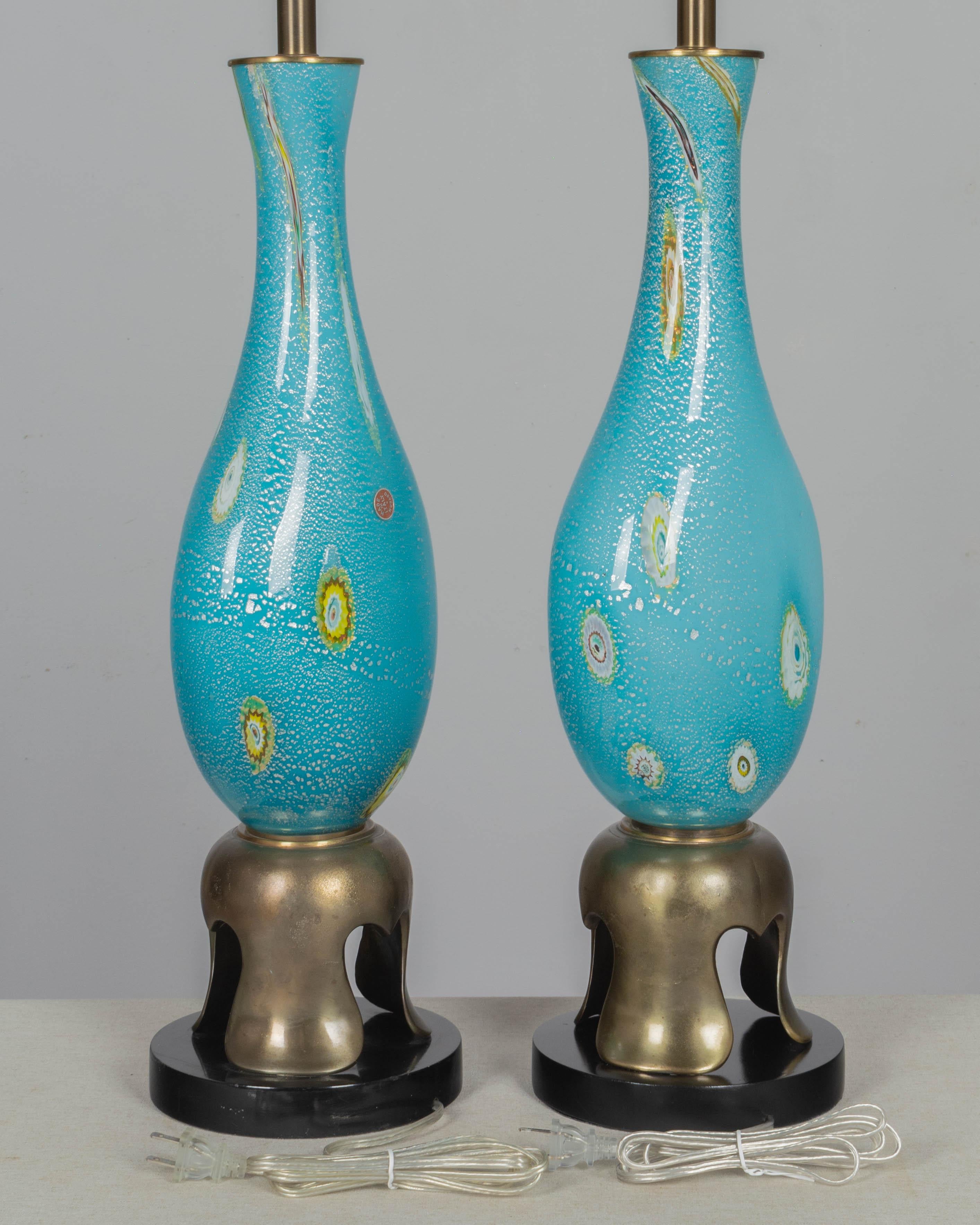 Murano Glass Barovier & Toso Lamp Pair In Good Condition For Sale In Winter Park, FL