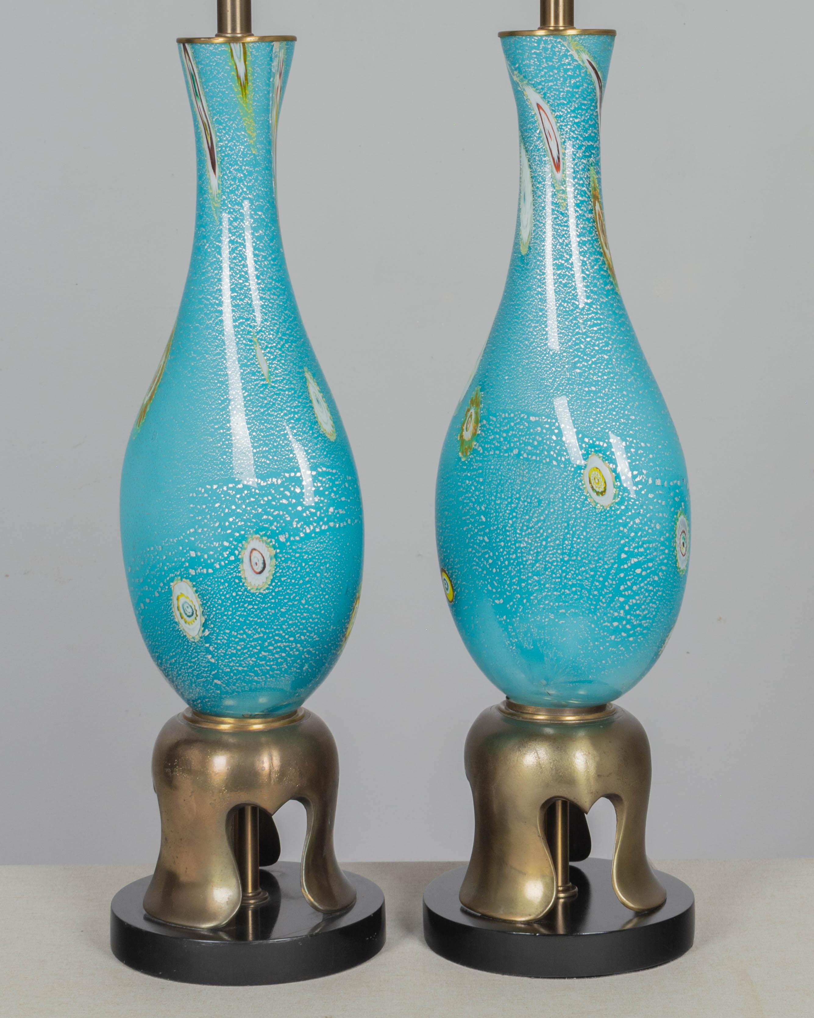 Murano Glass Barovier & Toso Lamp Pair For Sale 1