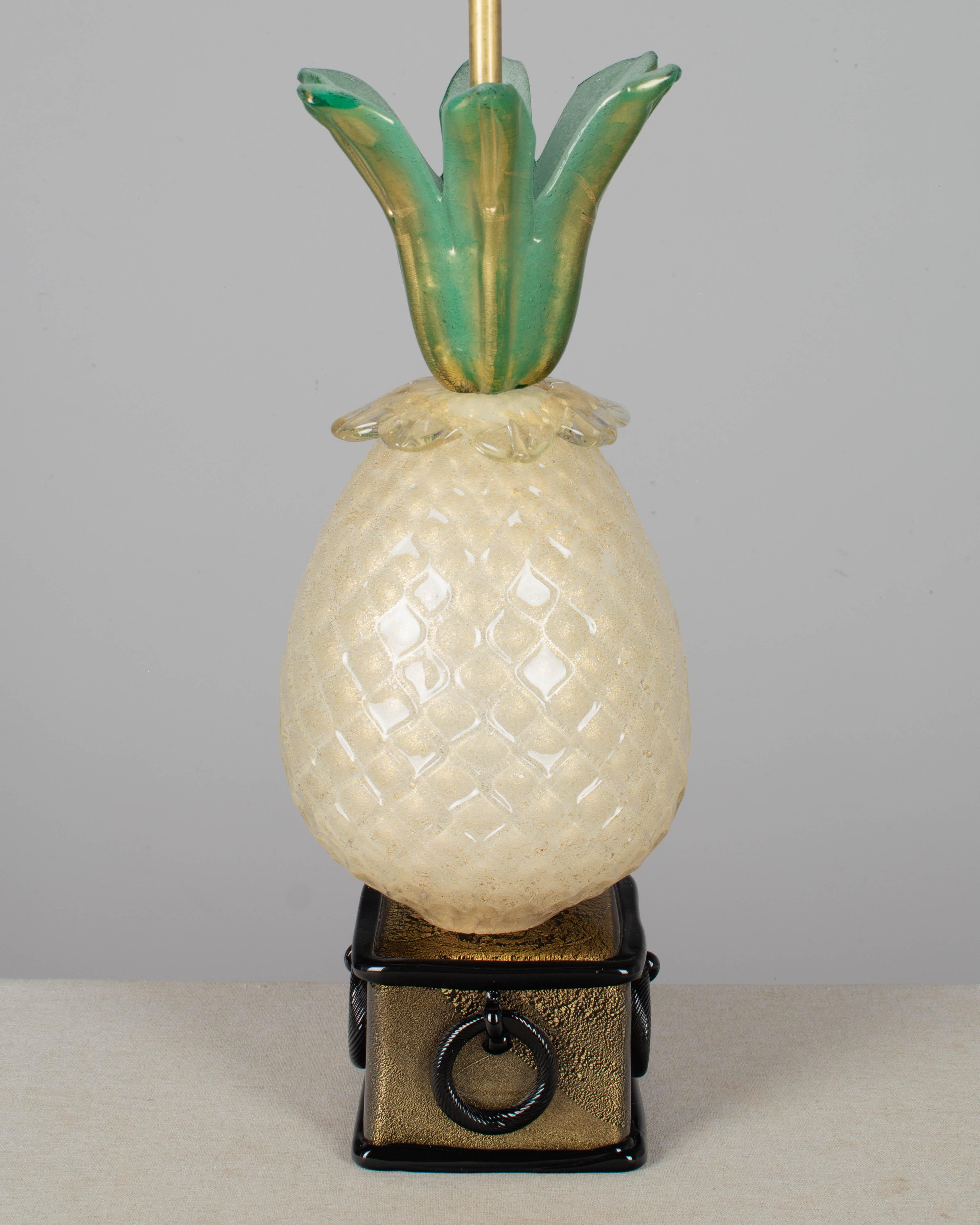 Italian Murano Glass Barovier & Toso Pineapple Lamp For Sale
