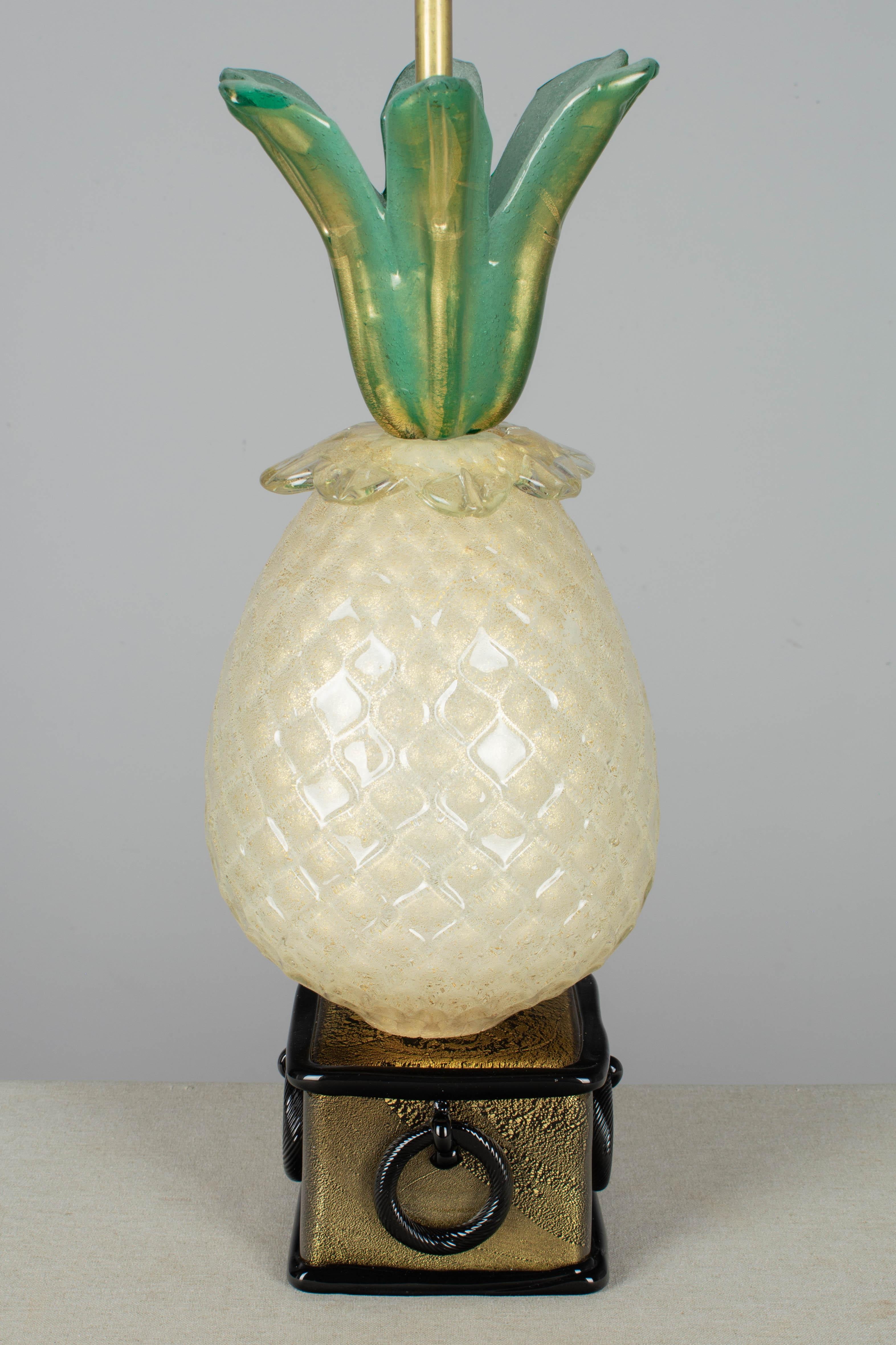 20th Century Murano Glass Barovier & Toso Pineapple Lamp For Sale
