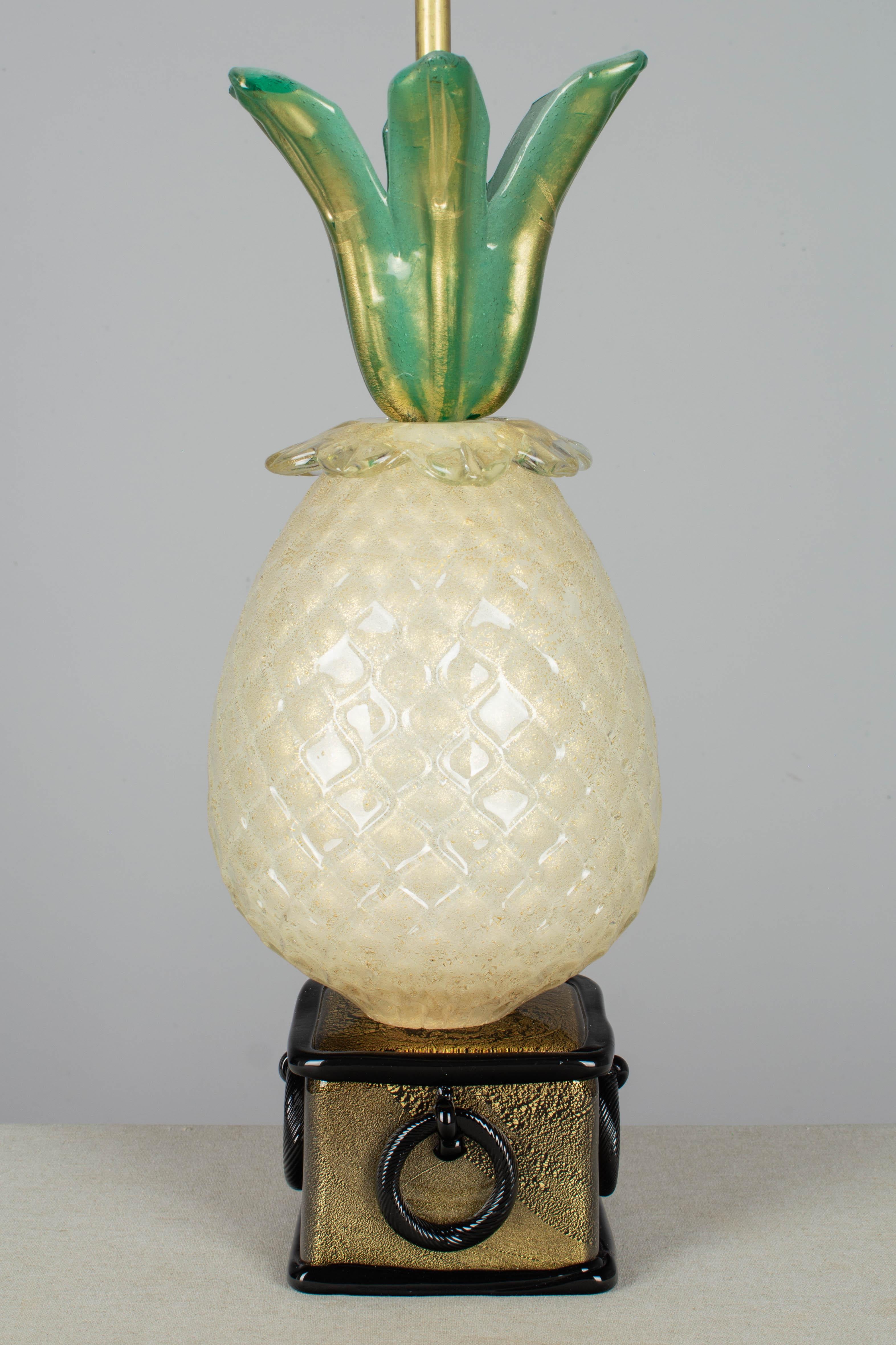 Brass Murano Glass Barovier & Toso Pineapple Lamp For Sale