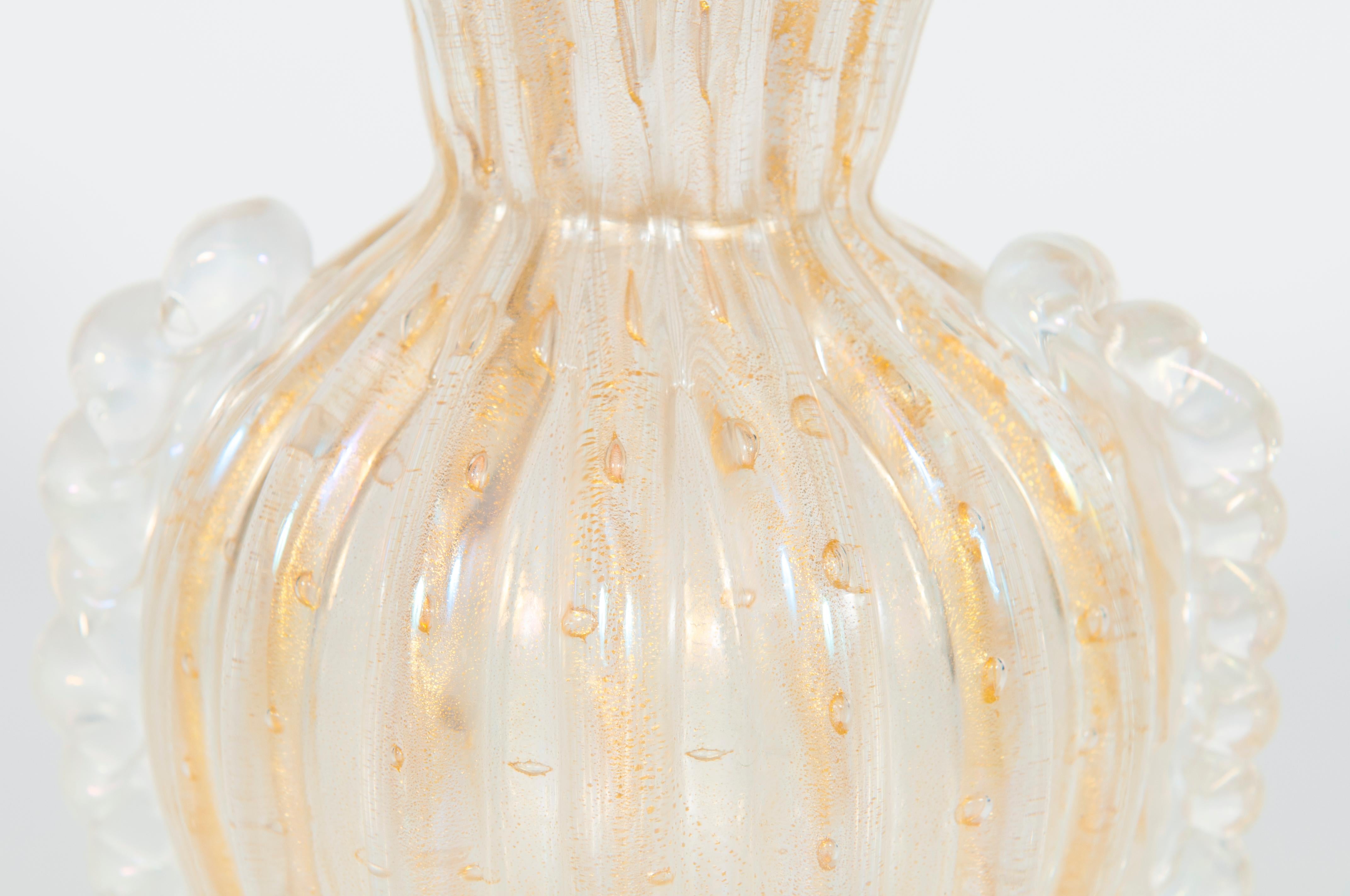 Murano Glass Barovier Vase with Submerged 24kt Gold 20th Century Italy In Excellent Condition In Villaverla, IT