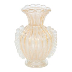 Jarrón Barovier de cristal de Murano con oro sumergido de 24 quilates Siglo XX Italia