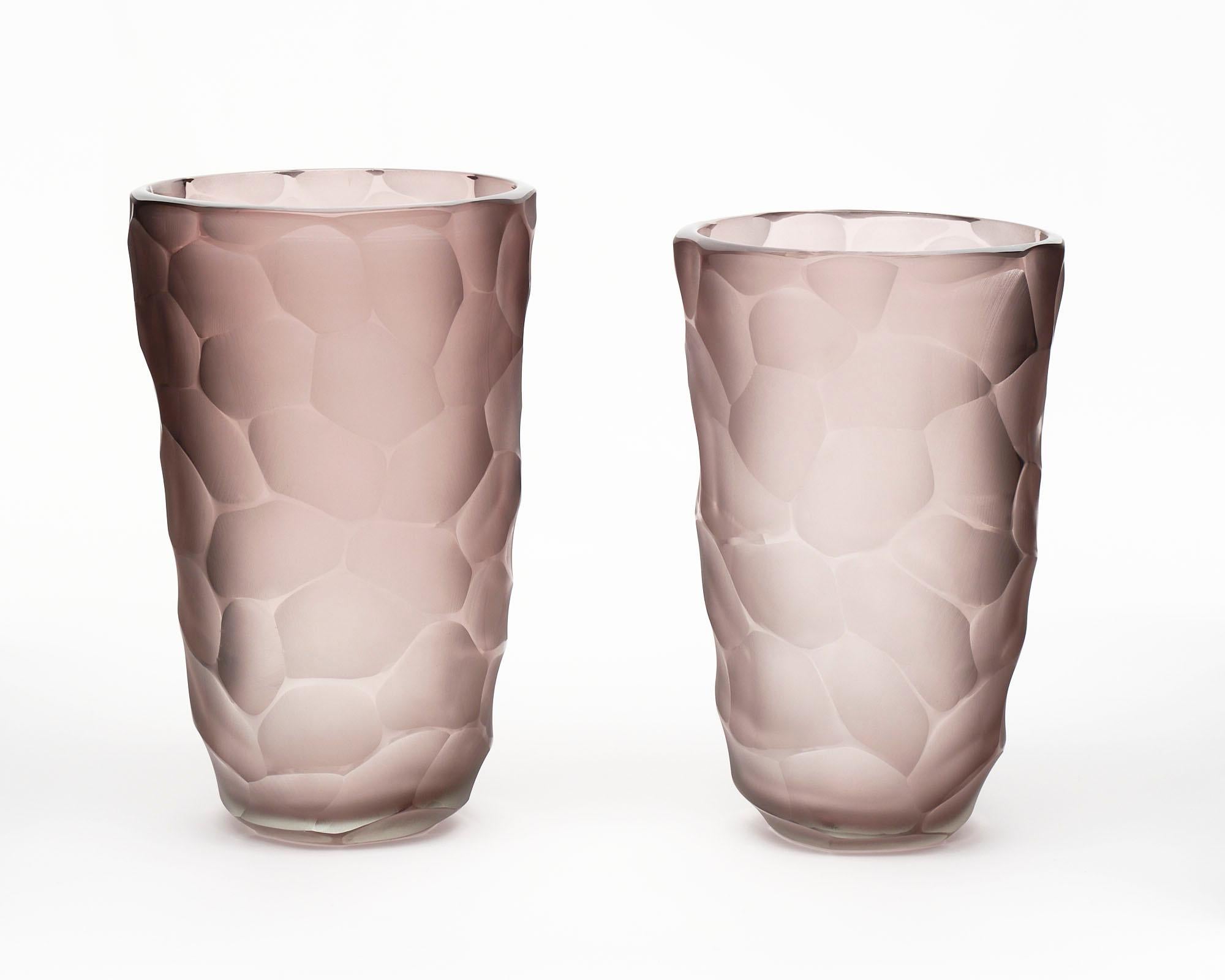 Modern Murano Glass ‘Battuto” Amethyst Vases For Sale