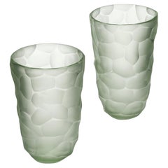 Murano Glass Battuto Vases, Hand-Blown, Mid-Century Modern Style, Italy