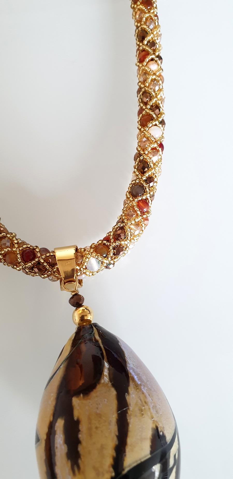Women's Artist Murano glass beaded fashion necklace  For Sale