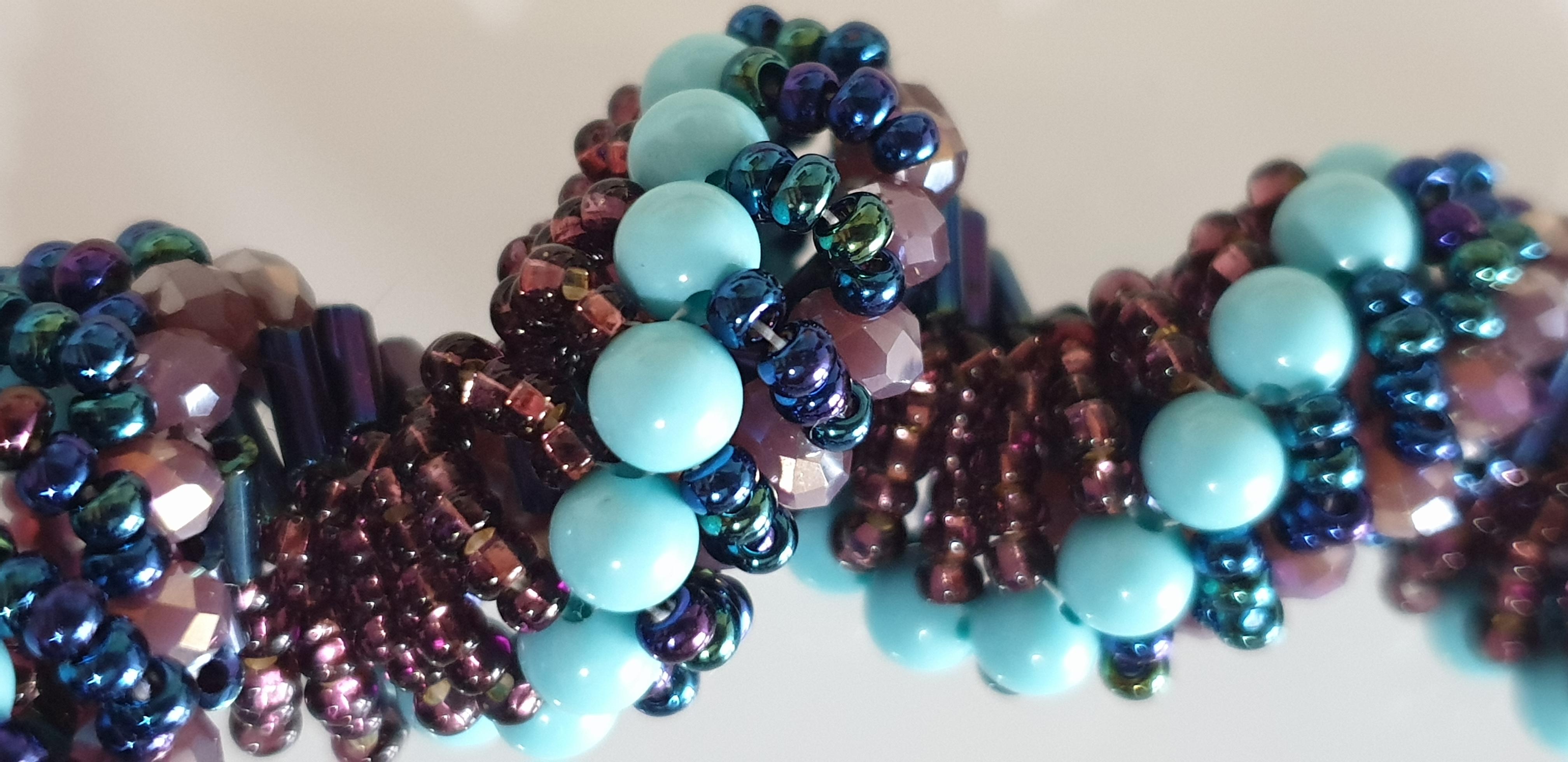 Blaue blaue Perlen-Muranoglas-Halskette  im Angebot 2