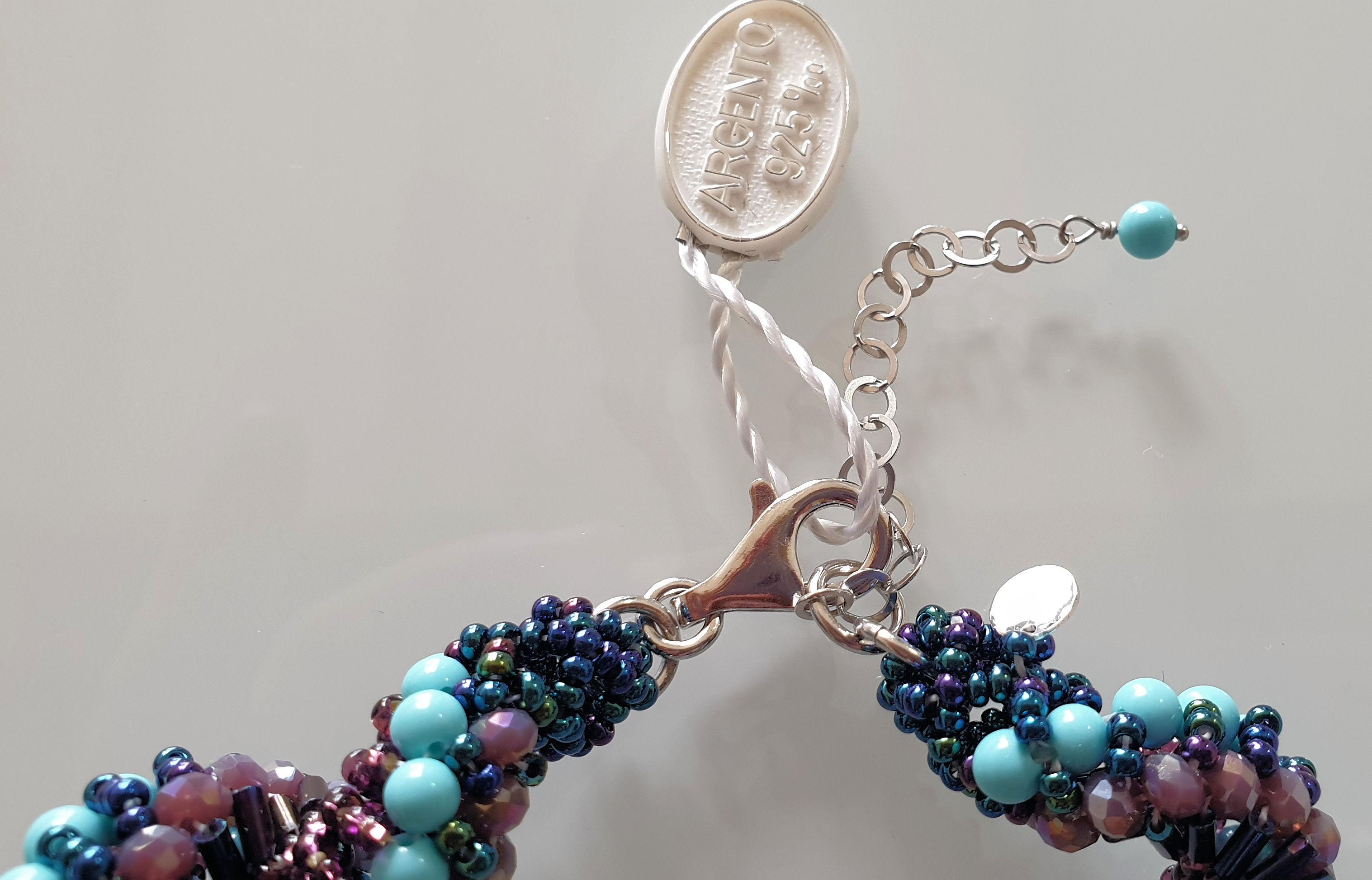 Blaue blaue Perlen-Muranoglas-Halskette  im Angebot 3