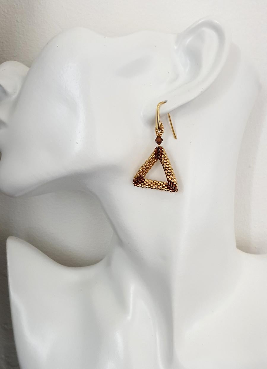 Artisan Unique Gold & brown Murano glass handmade fashion earrings by Italian artist