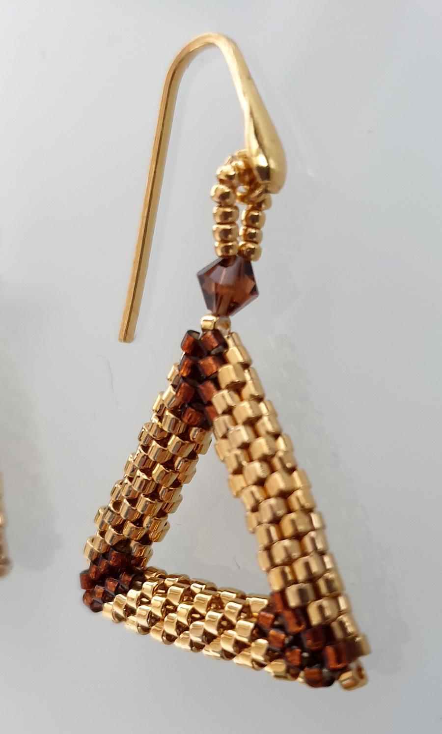 Women's Unique Gold & brown Murano glass handmade fashion earrings by Italian artist