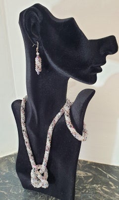 Murano Glass Beads Purple and Silver Drop Earrings