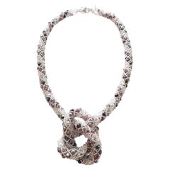 Muranoglasperlen, handgefertigte lila und silberne Halskette der Künstlerin Paola B.