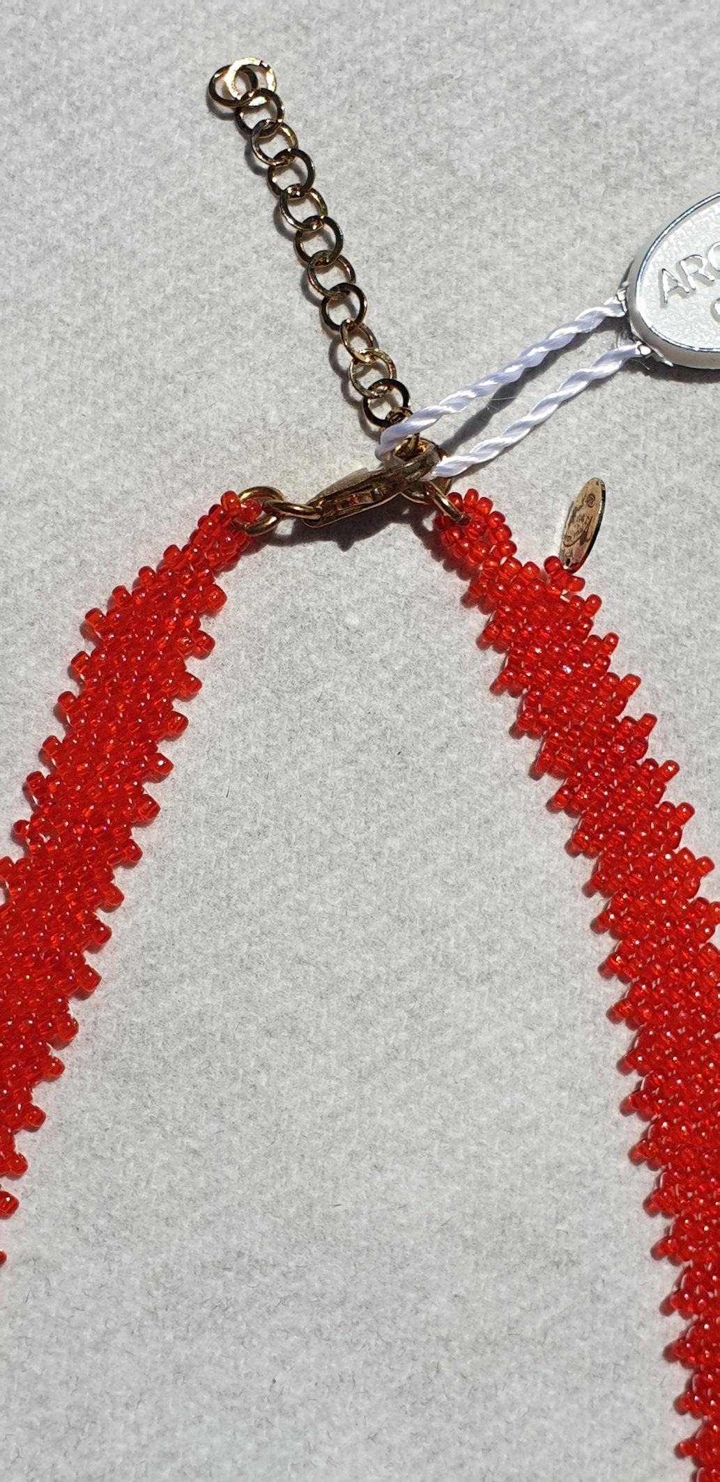 Women's Murano glass beads handmade red coral necklace by Italian artist Paola B.