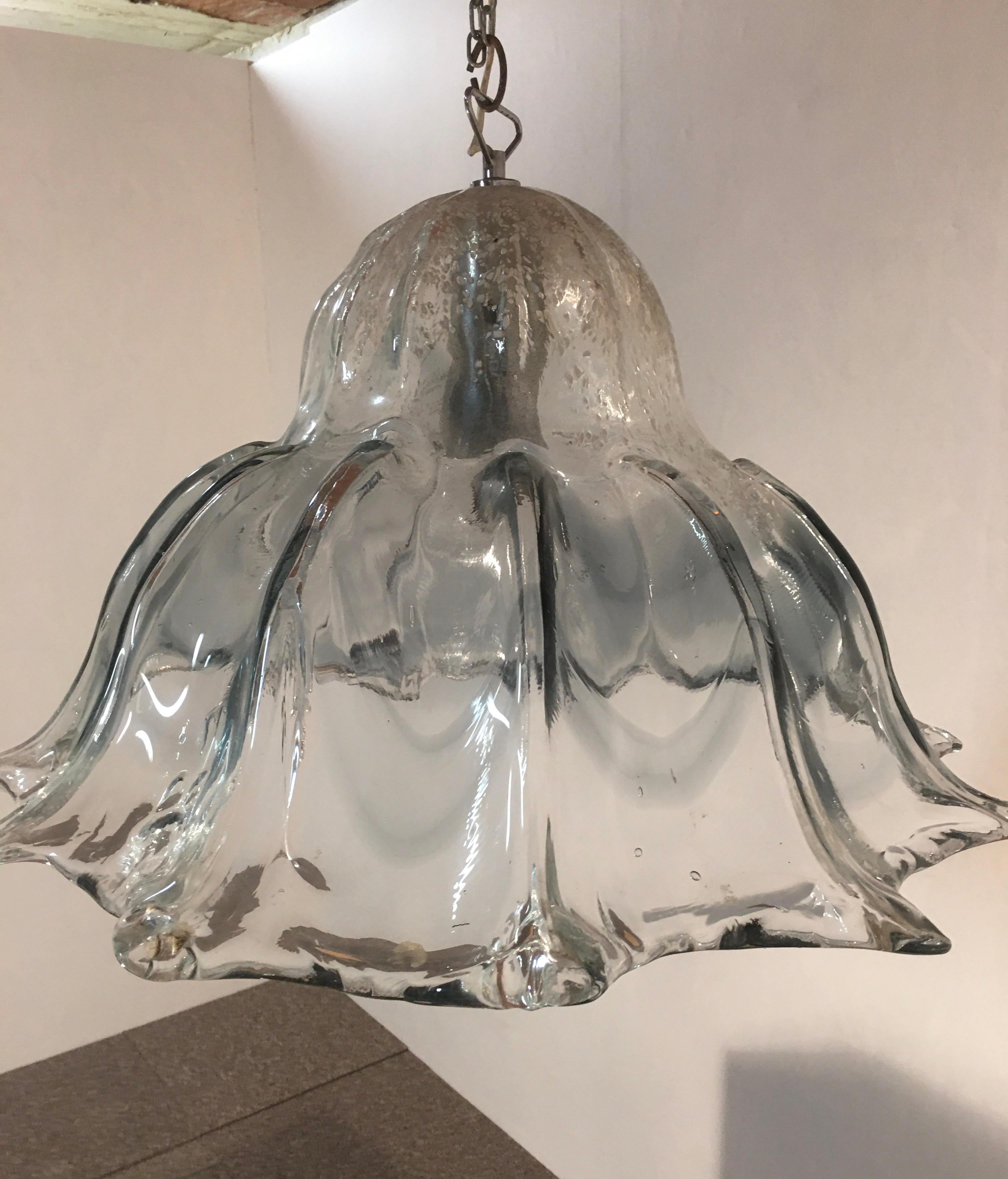 Hand-Crafted Murano Glass Bell Lantern, Italy, Mazzega, 1970 For Sale