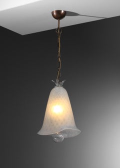 Murano glass bell pendant chandelier with bubbled finish, Barovier style, 1970s