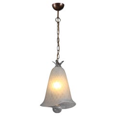 Murano glass bell pendant chandelier with bubbled finish, Barovier style, 1970s