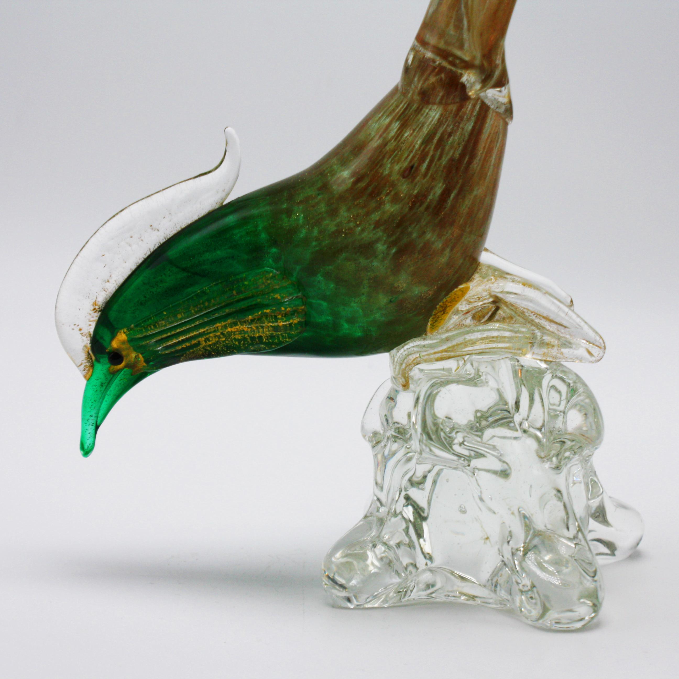 Murano Glass Bird with Gold Flecks, circa 1960 In Good Condition In Dallas, TX