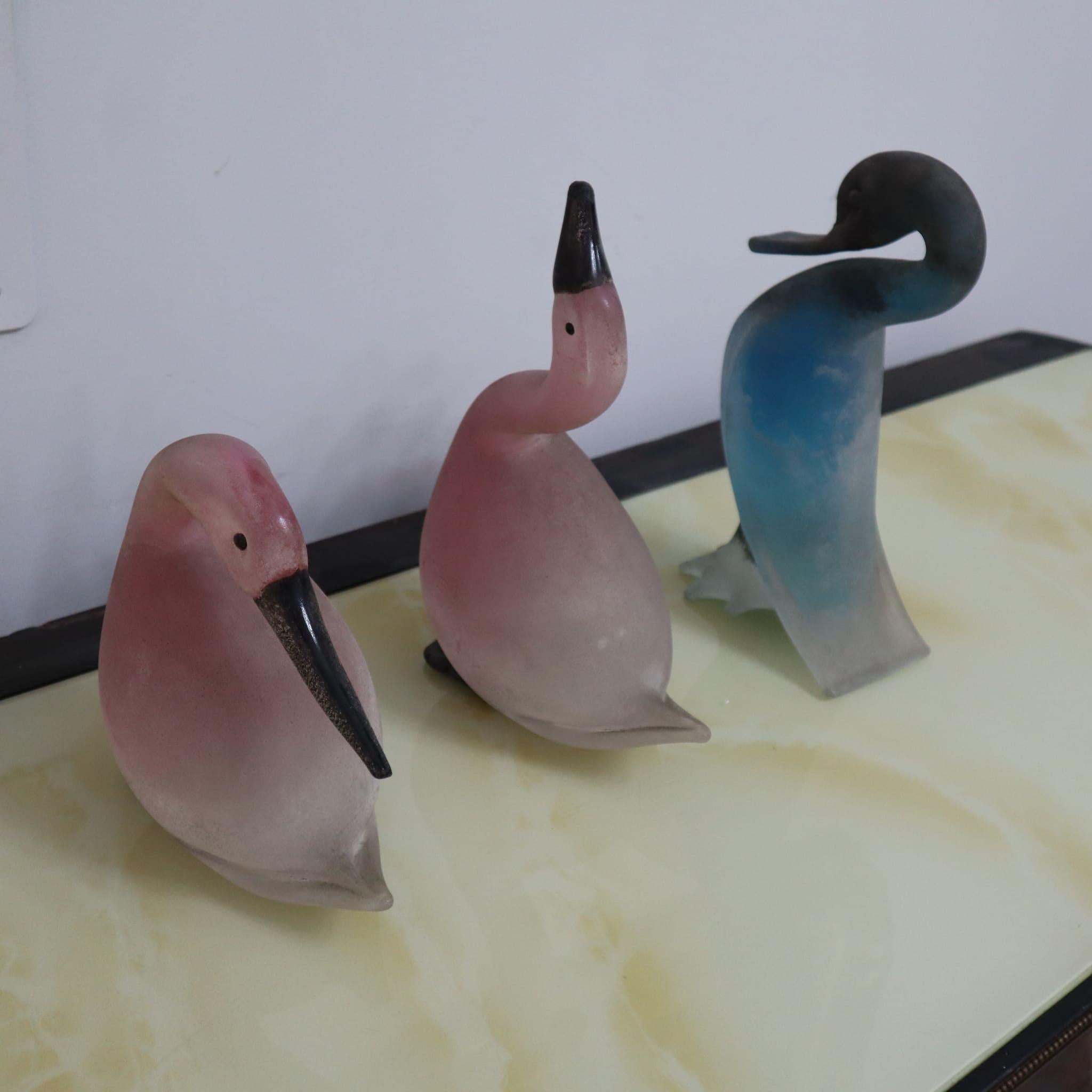 Vögel aus Murano-Glas von Cenedese Italienische Skulpturen aus der Mitte des modernen Jahrhunderts 1970er (Ende des 20. Jahrhunderts) im Angebot