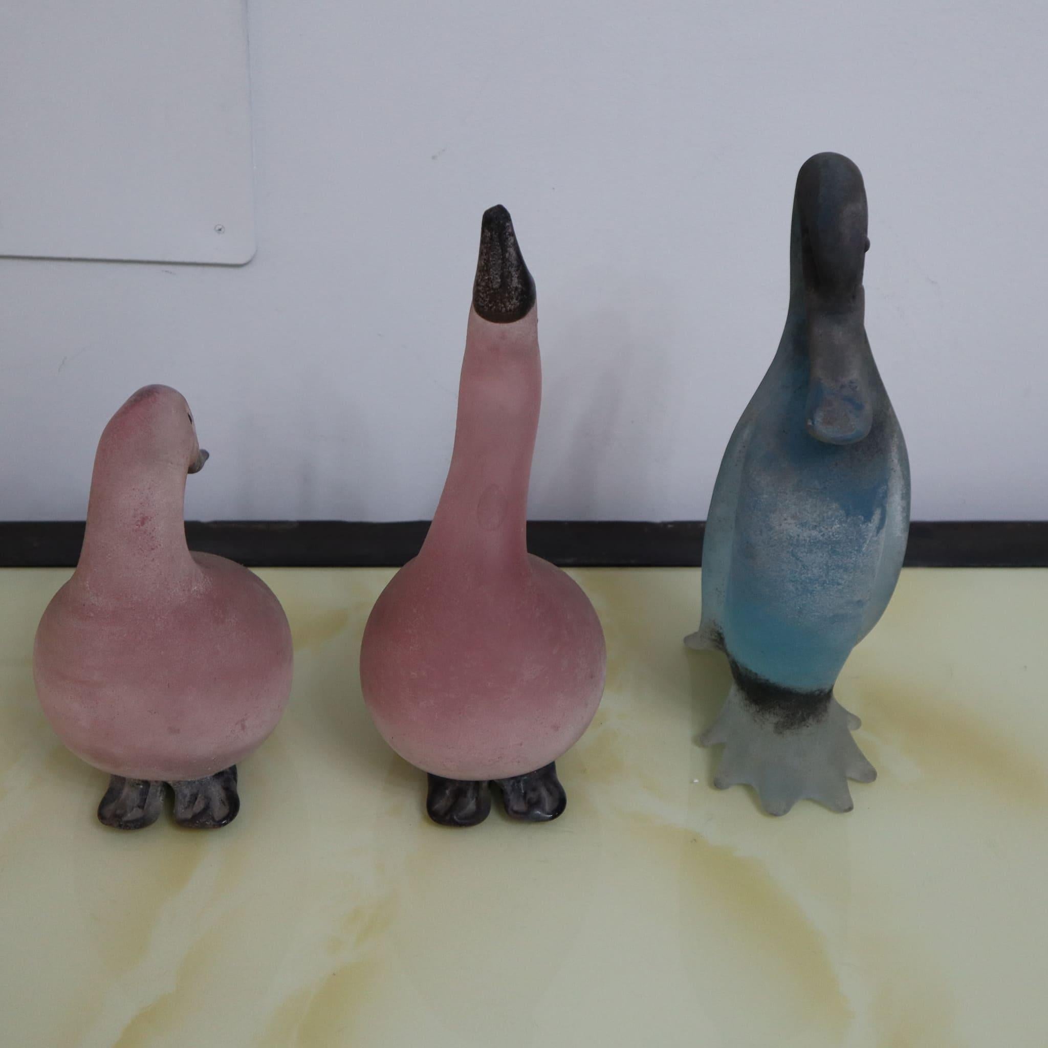 Vögel aus Murano-Glas von Cenedese Italienische Skulpturen aus der Mitte des modernen Jahrhunderts 1970er (Muranoglas) im Angebot