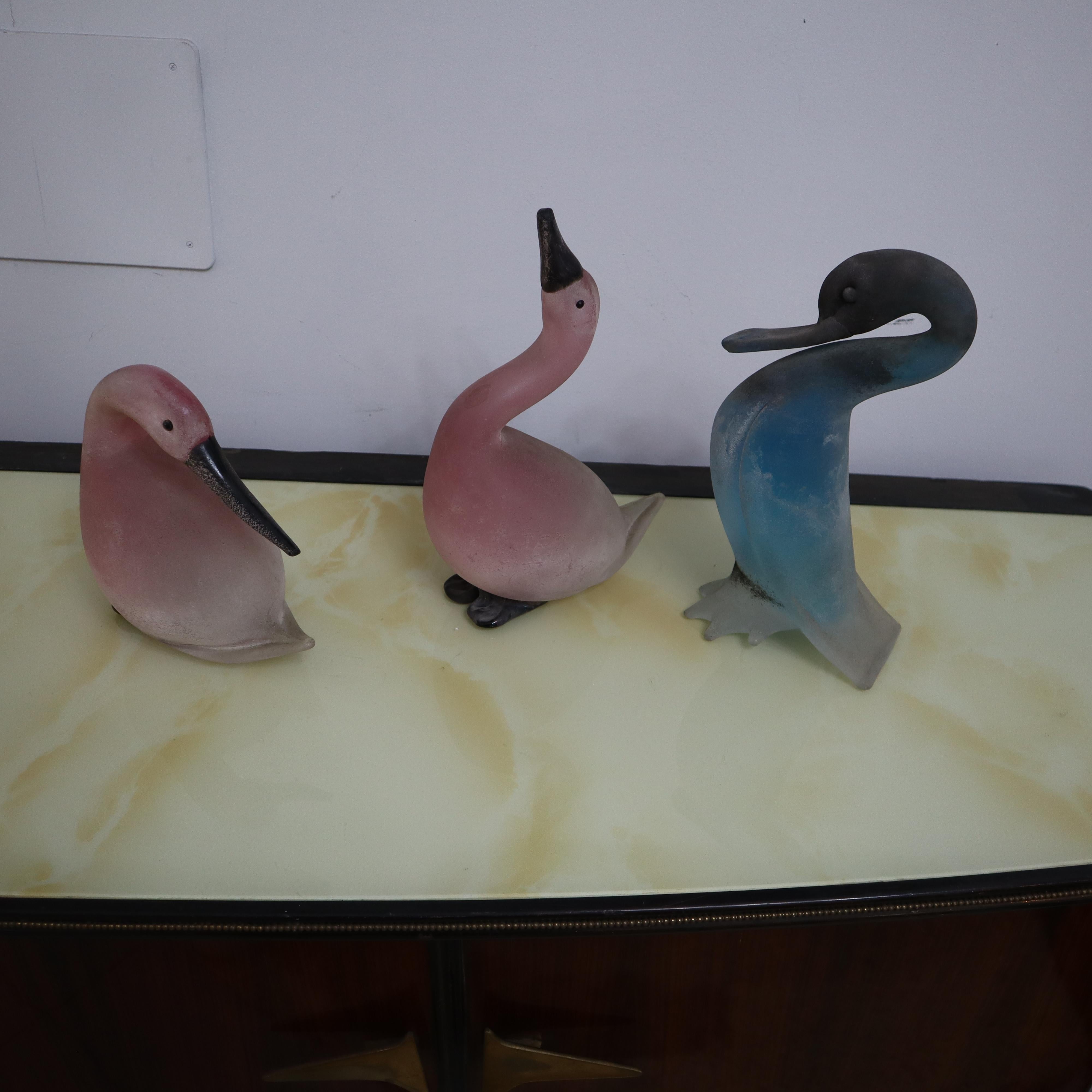 Vögel aus Murano-Glas von Cenedese Italienische Skulpturen aus der Mitte des modernen Jahrhunderts 1970er im Angebot 3