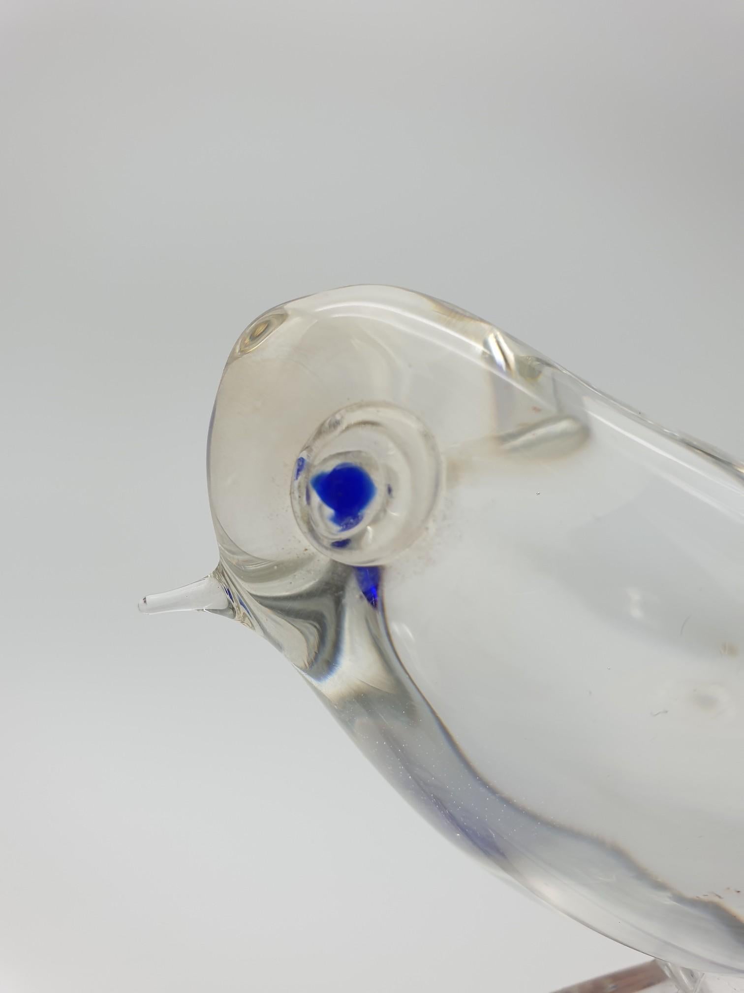 Murano Glass Birds on Branch in Clear & Blue Color by Da Ros for Cenedese, 1970s For Sale 6