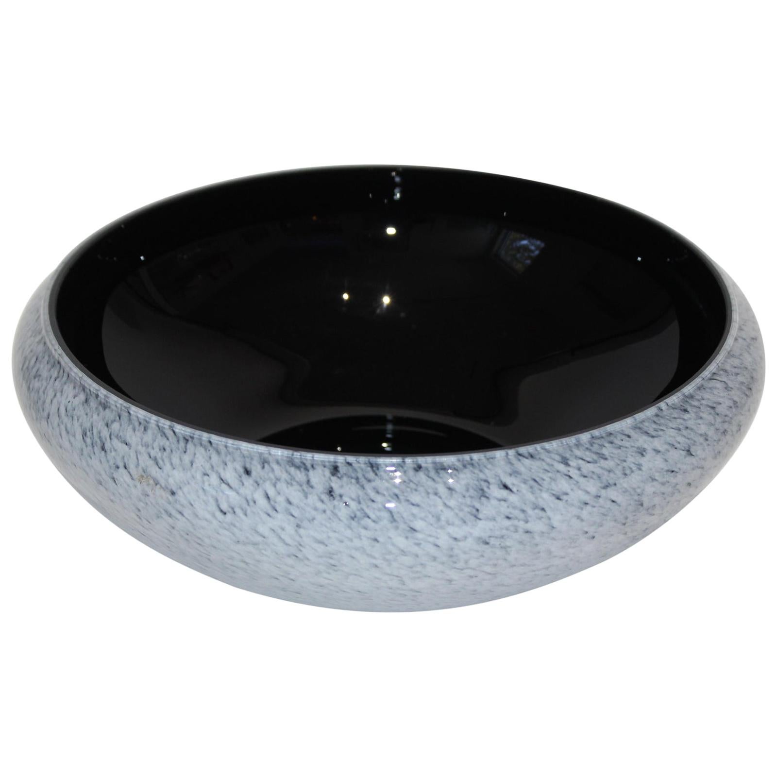 Murano Glass Black and Grey Speckle Bowl For Sale