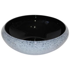 Murano Glass Black and Grey Speckle Bowl