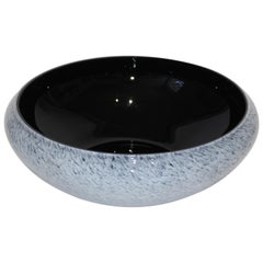 Retro Murano Glass Black and Grey Speckle Bowl