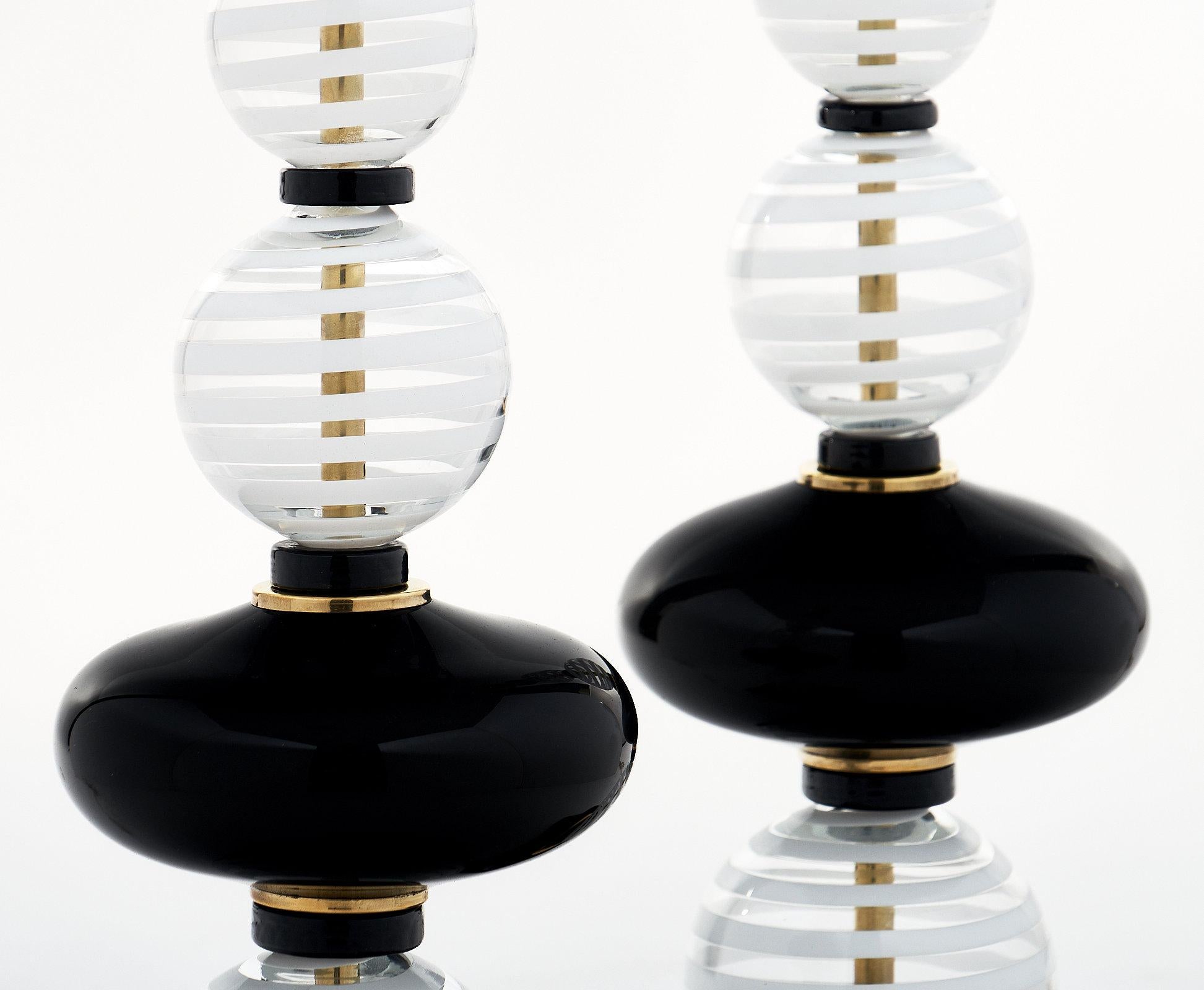 Contemporary Murano Glass Black and White Lamps