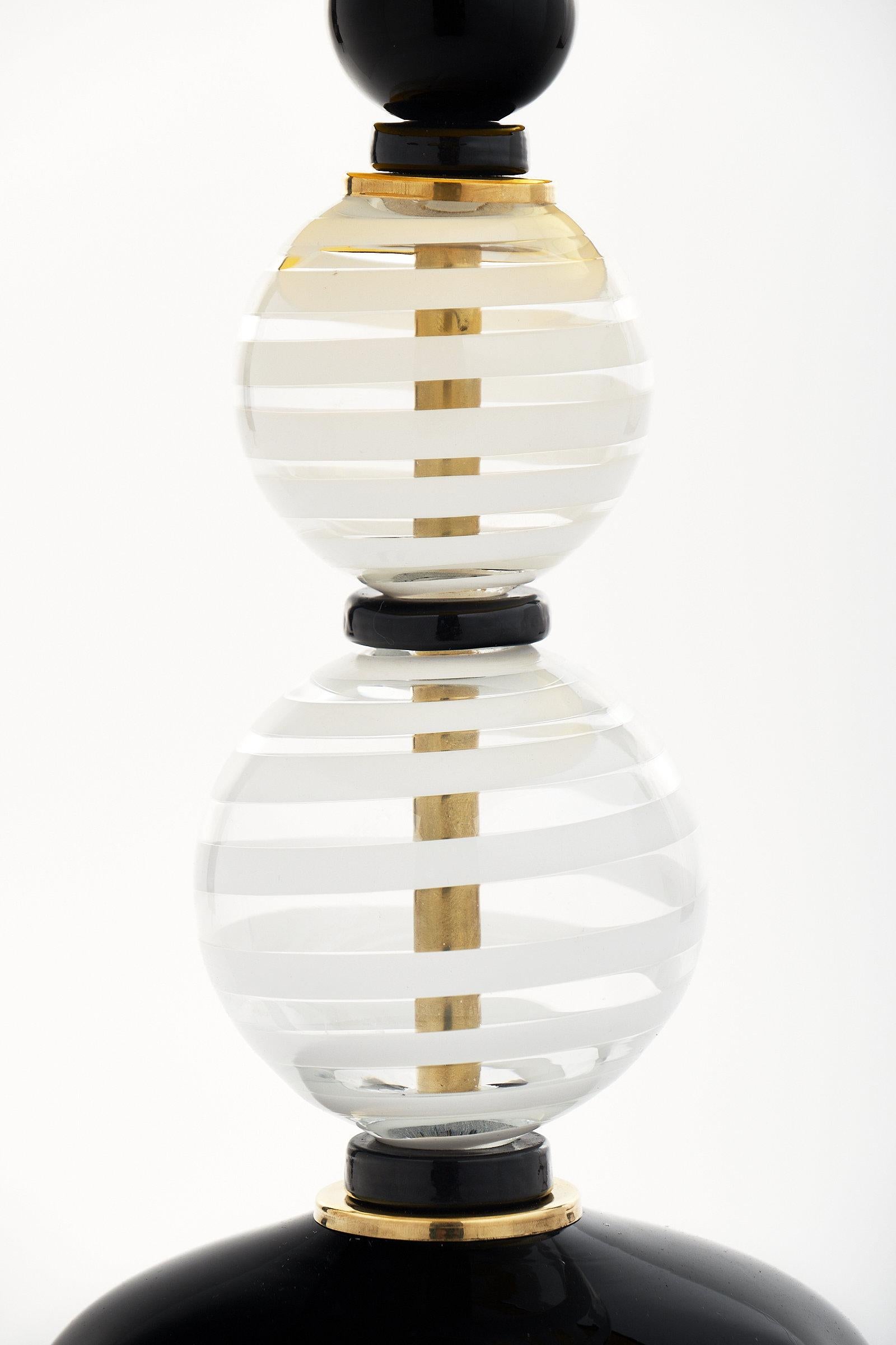 Murano Glass Black and White Lamps 1