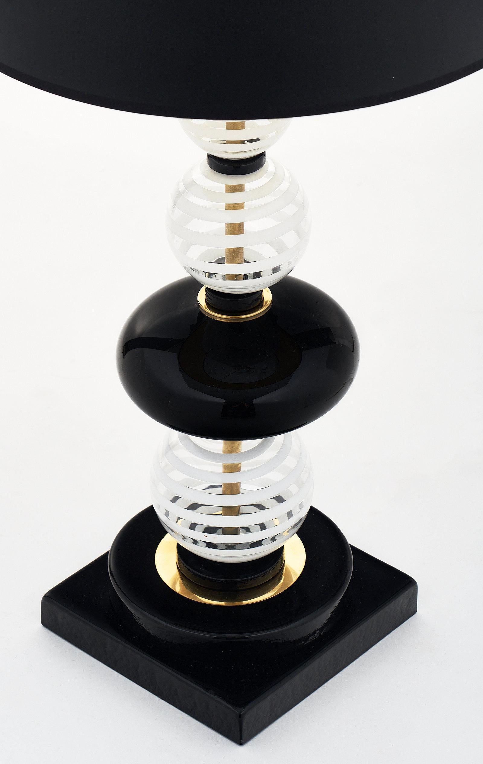 Murano Glass Black and White Lamps 3
