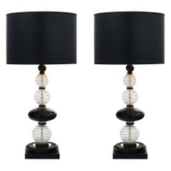 Murano Glass Black and White Lamps