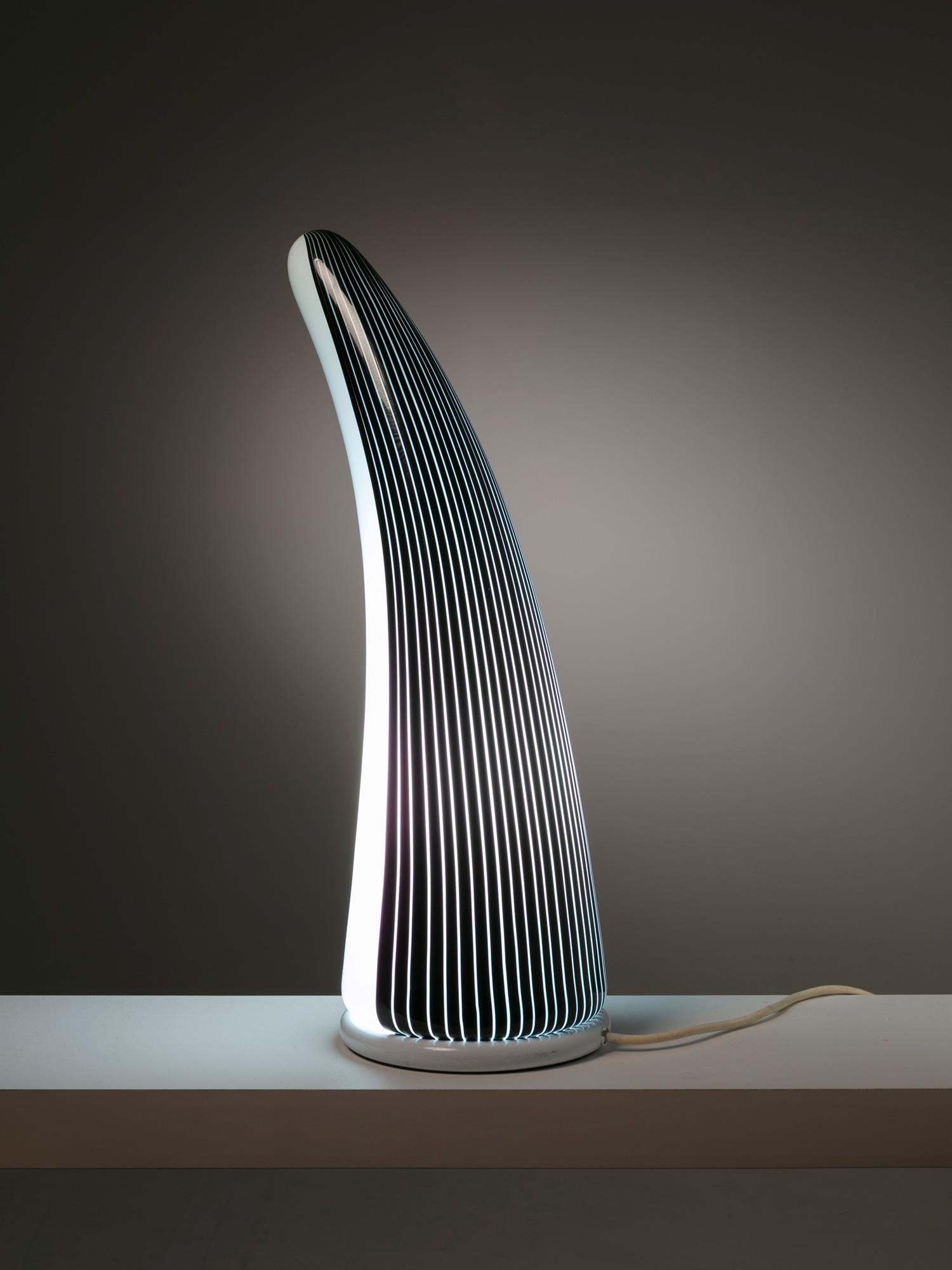 Murano Glass Black and White Table Lamp by Res, Italy, 1980s In Good Condition For Sale In Milan, IT