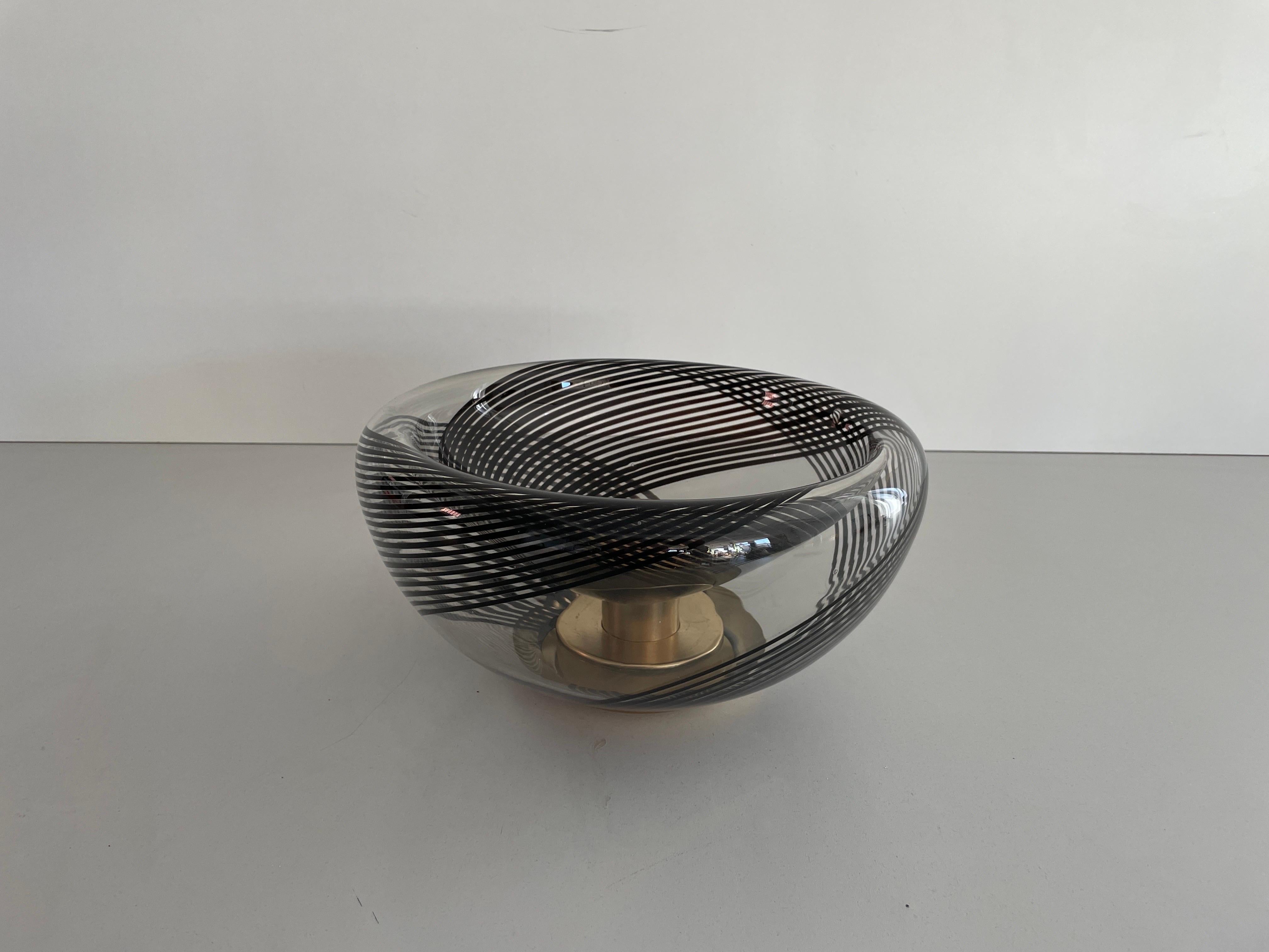 Lámpara de techo empotrada de cristal de Murano negro, años 60, Italia Italiano en venta