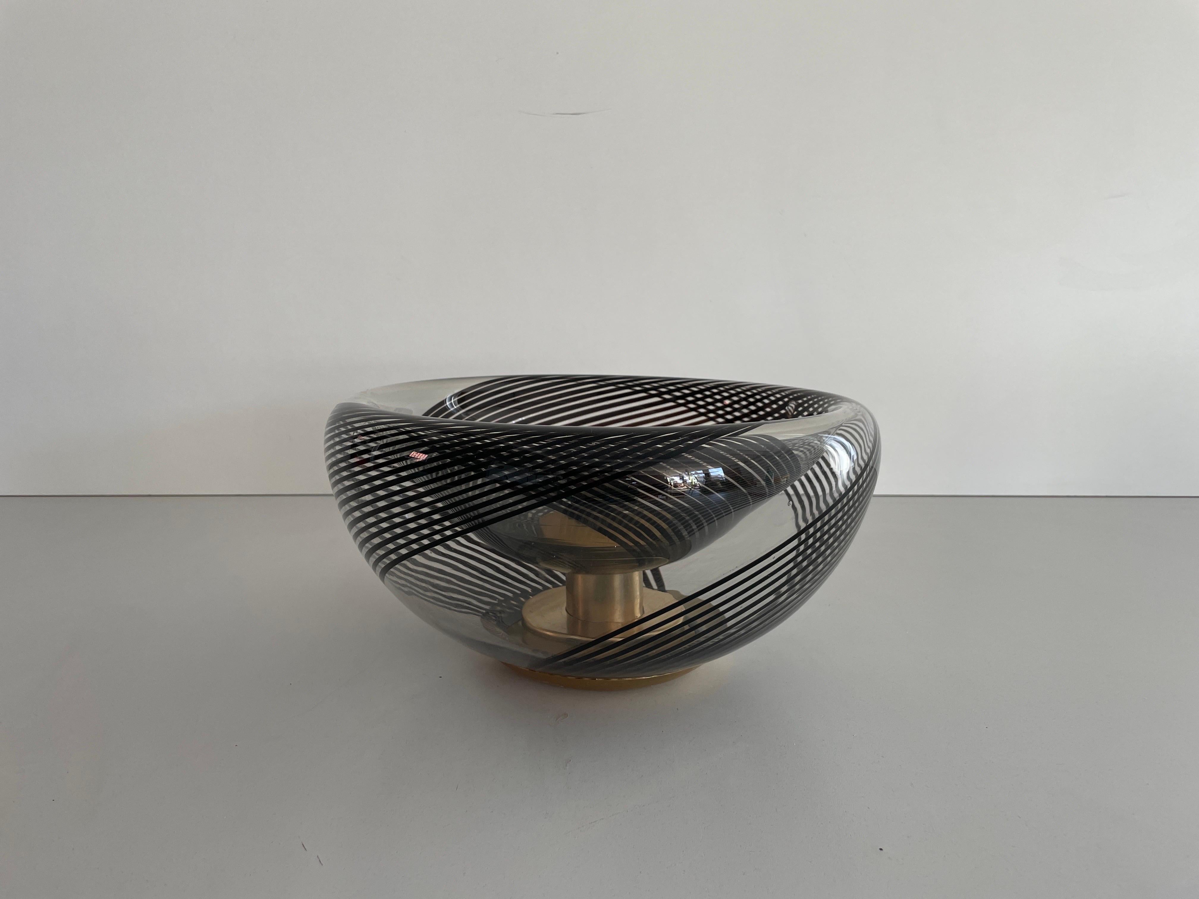 Lámpara de techo empotrada de cristal de Murano negro, años 60, Italia en Excelente estado para la venta en Hagenbach, DE