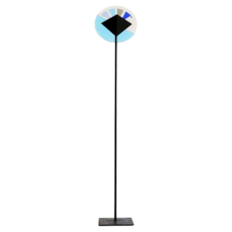 Murano Glass & Black Metal Floor Lamp by Itre Firme di Vetro