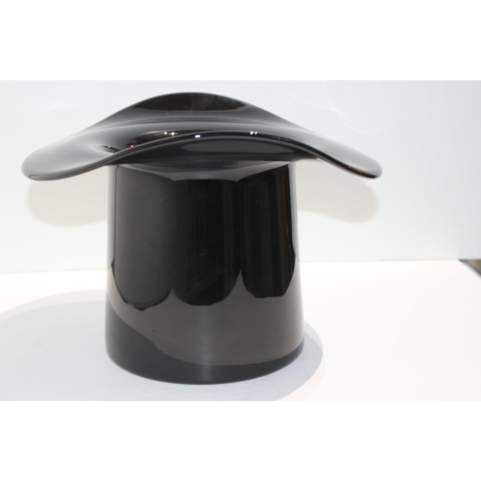 Art Deco Murano Glass Black Top Hat Ice Bucket