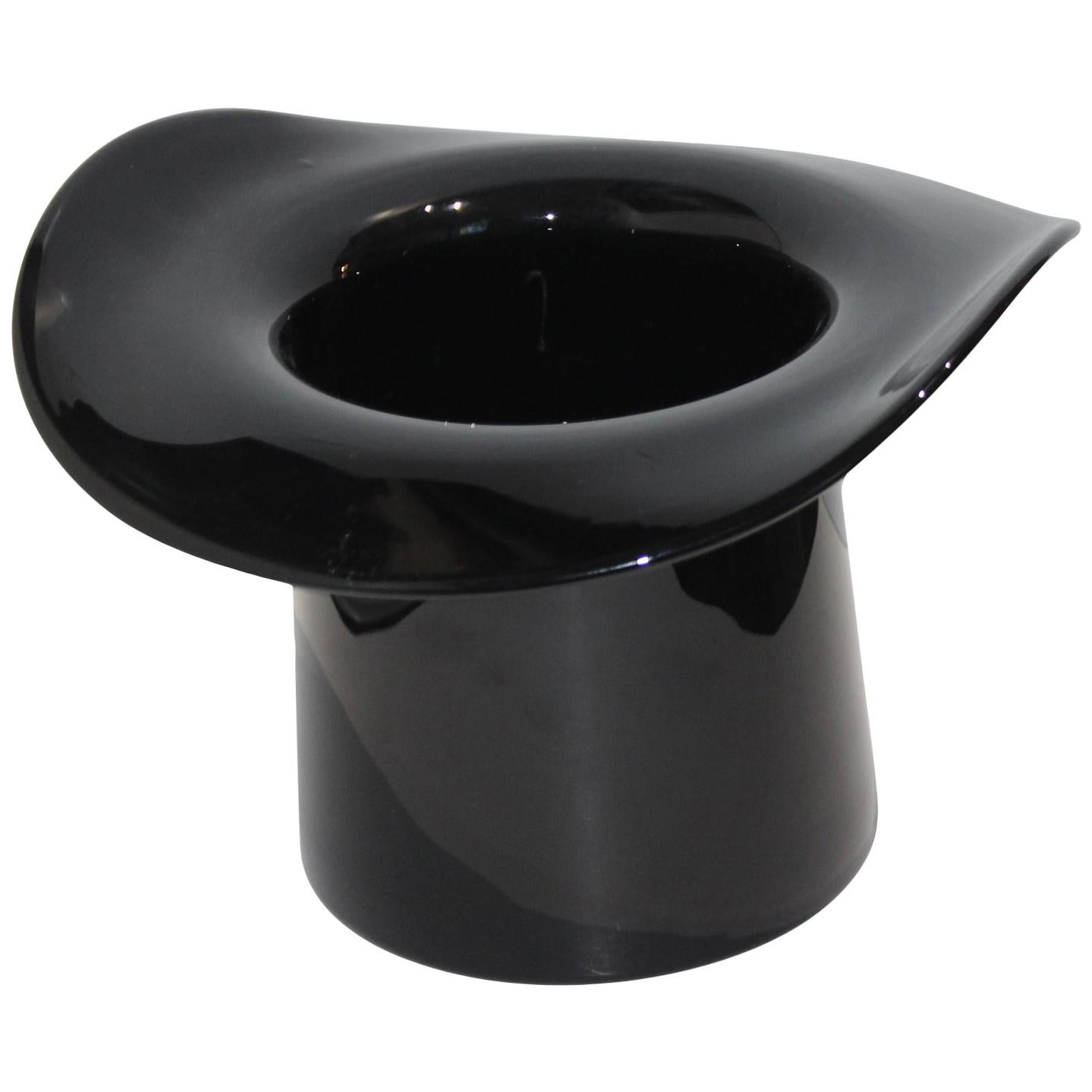 Murano Glass Black Top Hat Ice Bucket