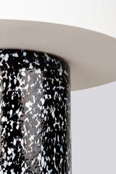 Murano Glass Black & White Pillar Lamp with Linen Lampshade by Stories of Italy