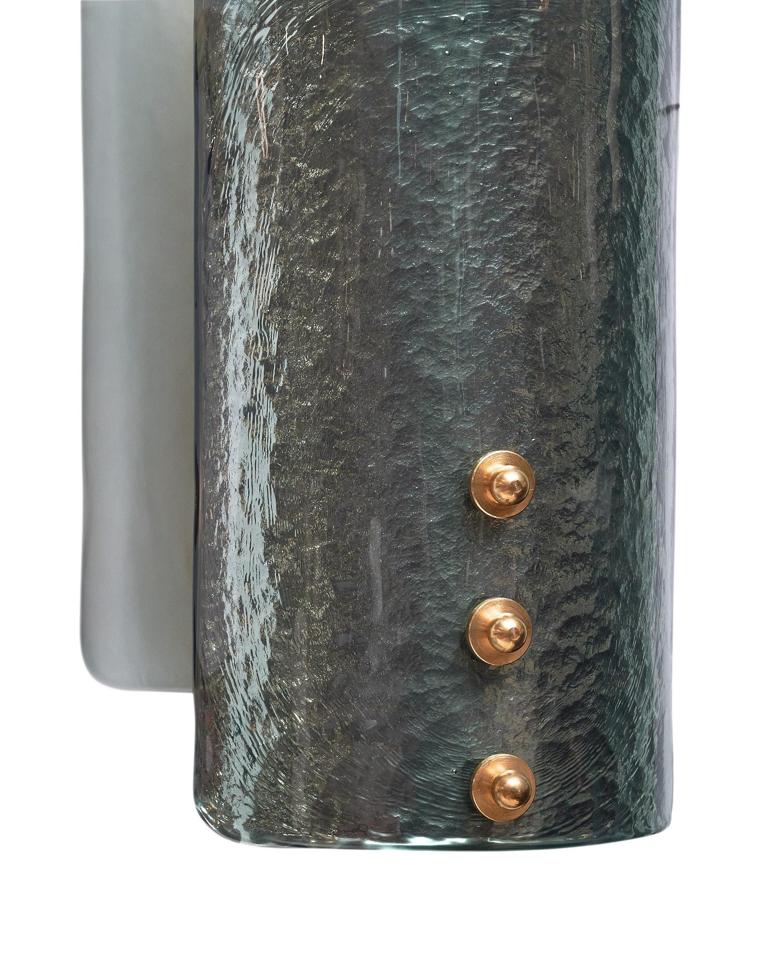 Mid-Century Modern Murano Glass “Bleu Pétrole” Sconces For Sale