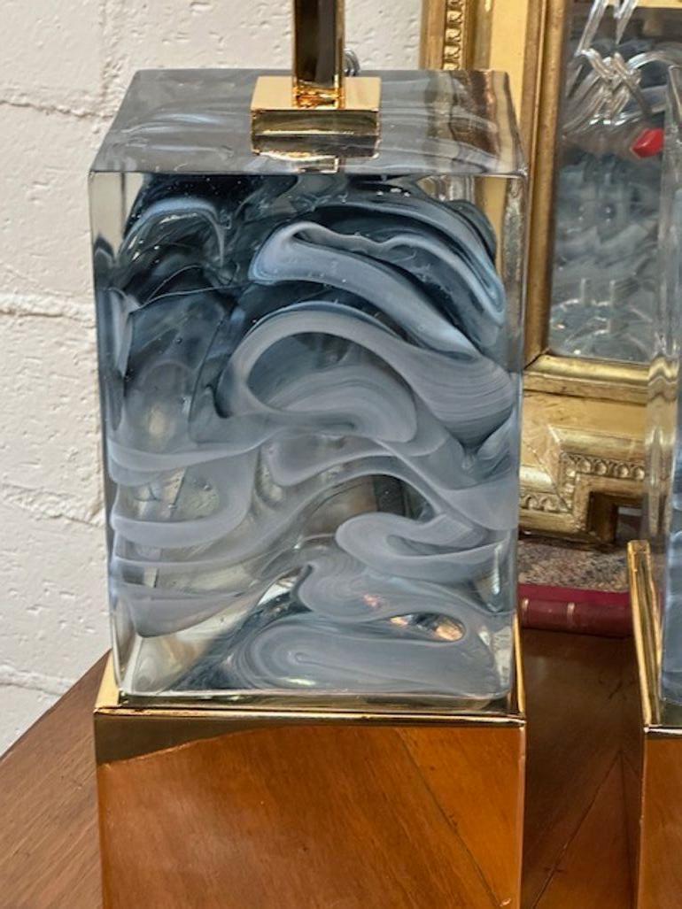 Contemporary Murano Glass Block Lamps For Sale